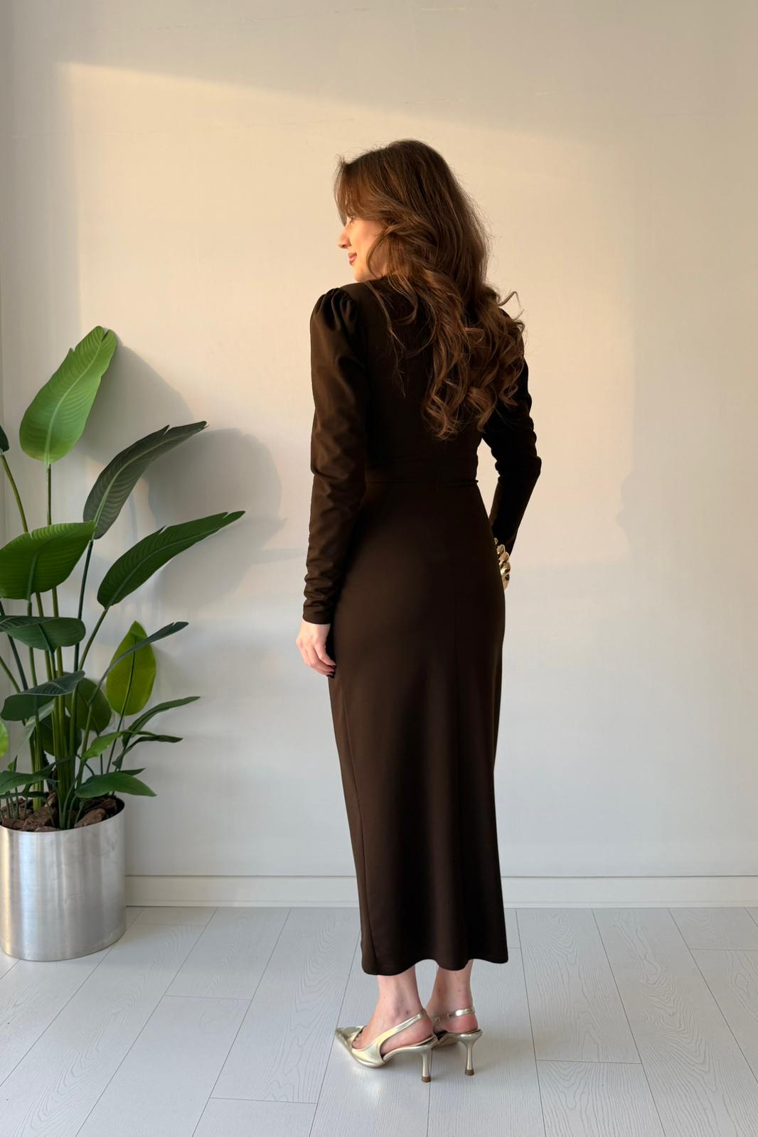 Düğüm Tokalı Krep Elbise