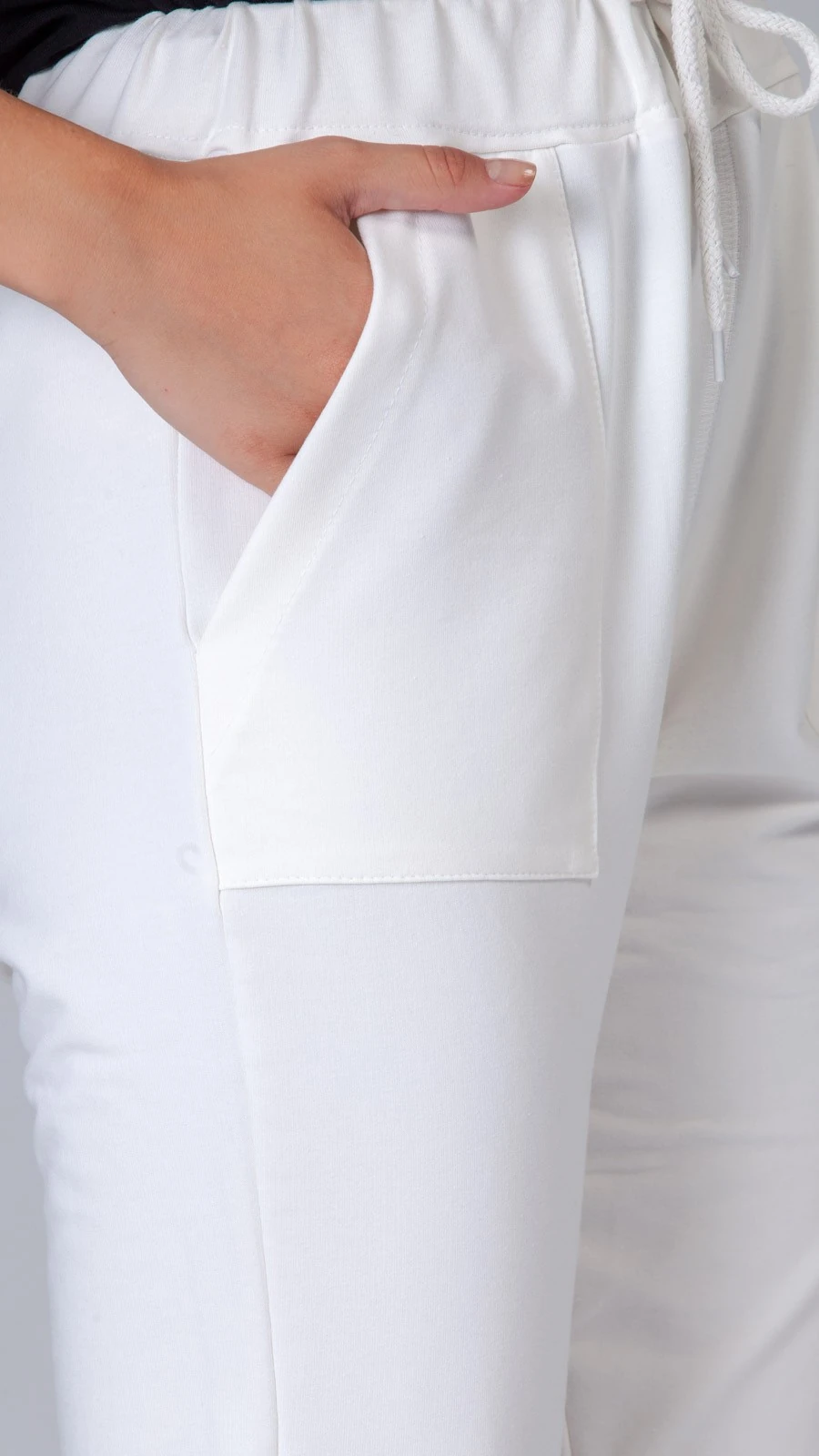 Lastik Paça Eşofman Altı - Beyaz