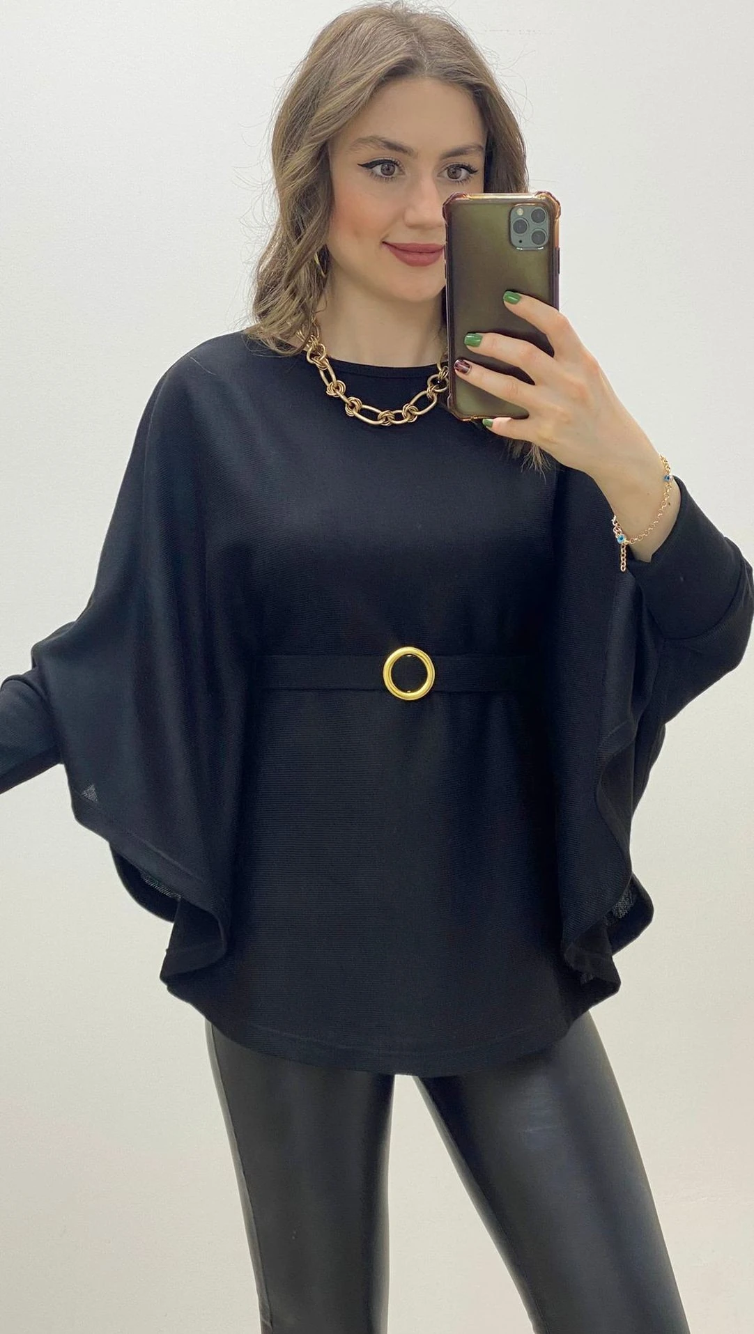 Yarasa Kol Triko Bluz Siyah