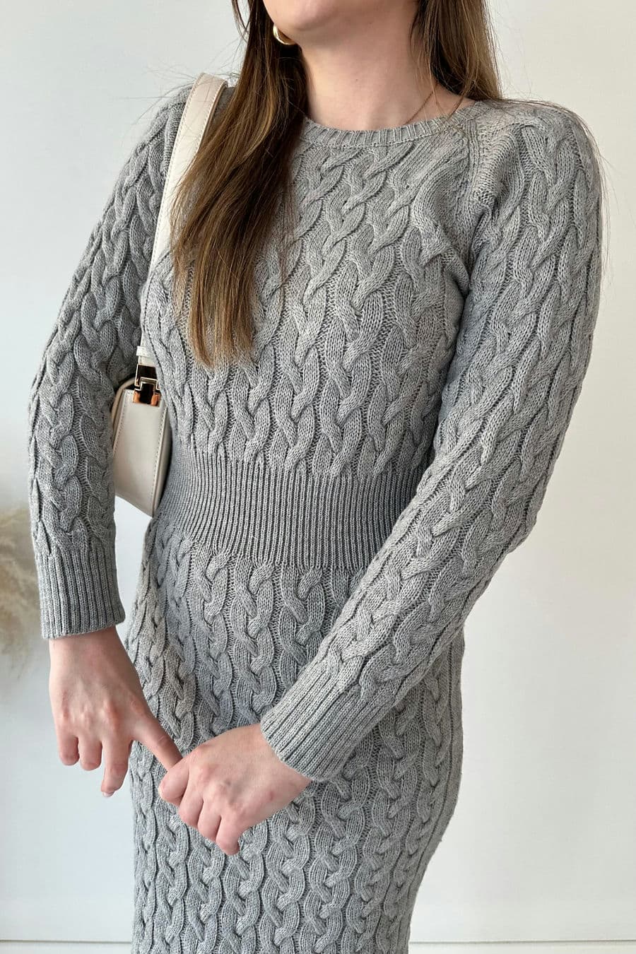 Saç Örgü Midi Elbise