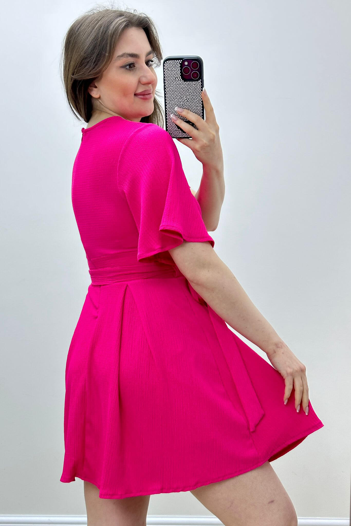 Gofre Şortlu Elbise Pembe