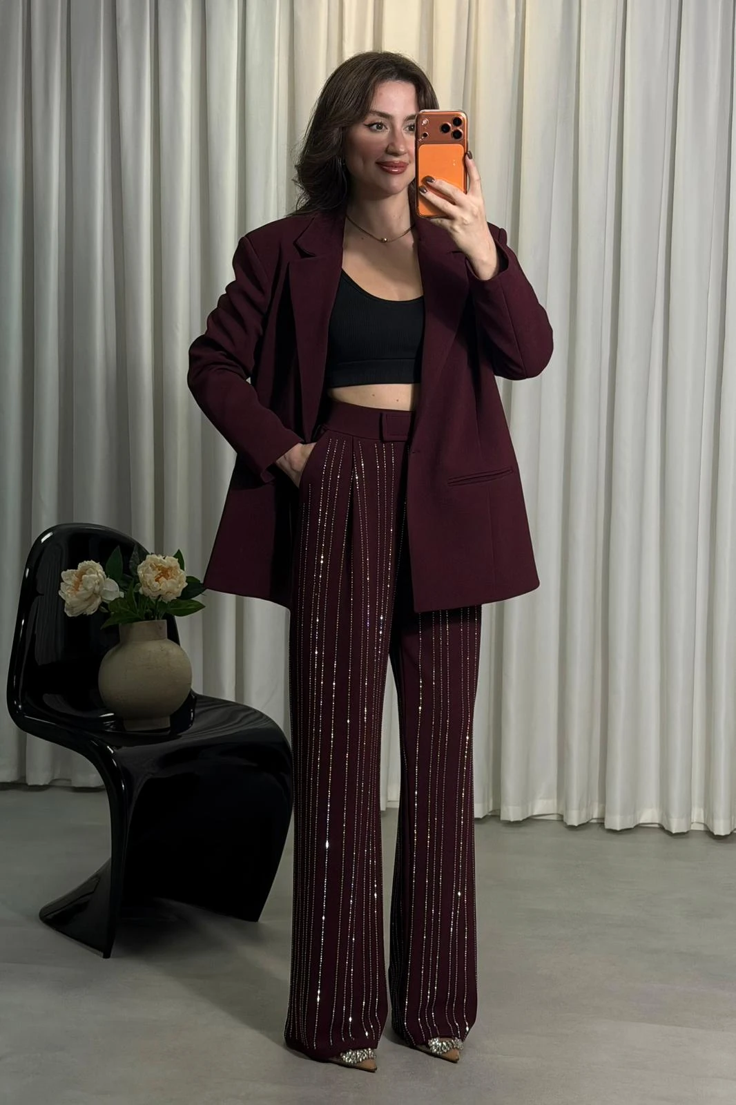 Suyolu Taşlı Ceket Takım