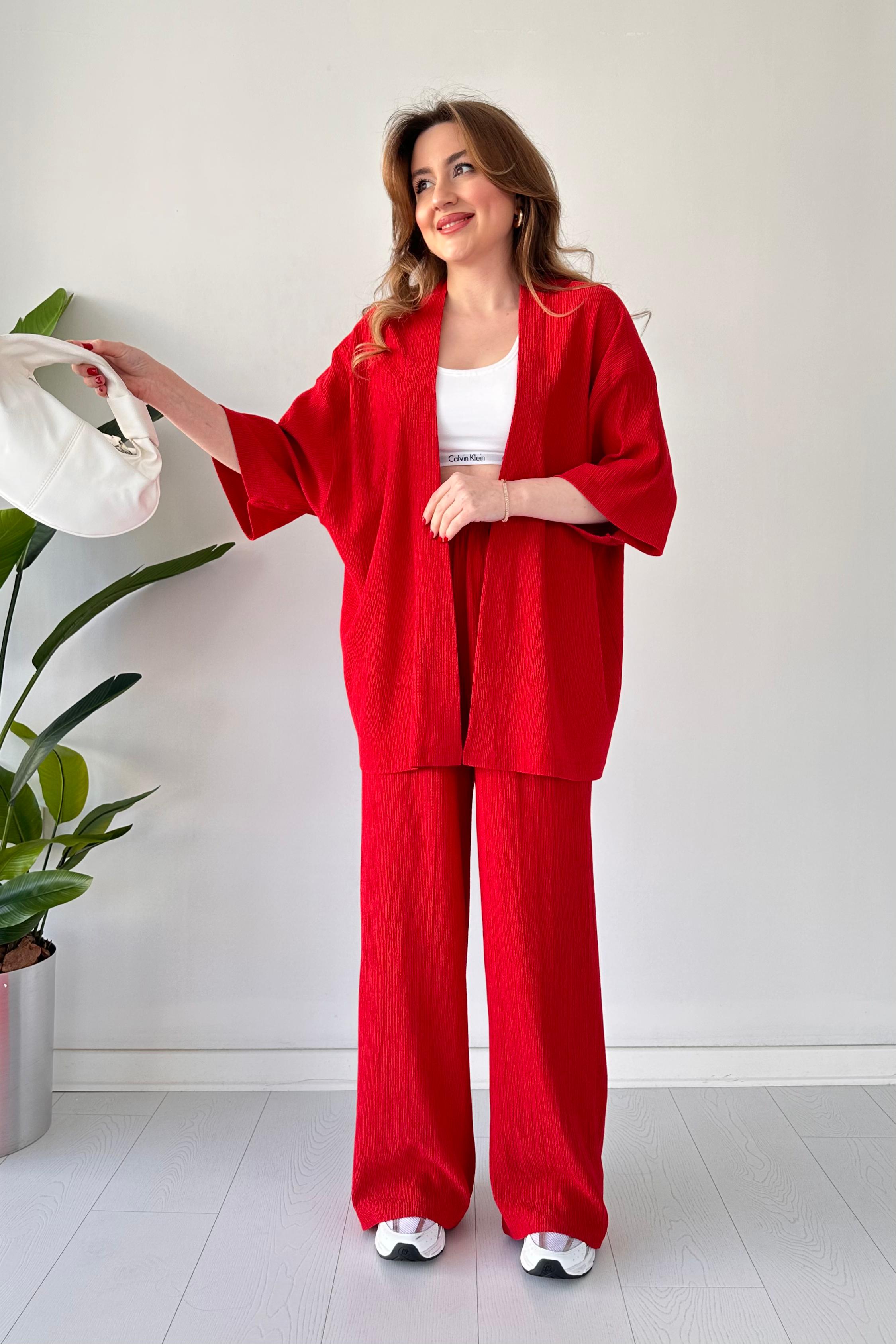 Gofre İkili Takım Kırmızı