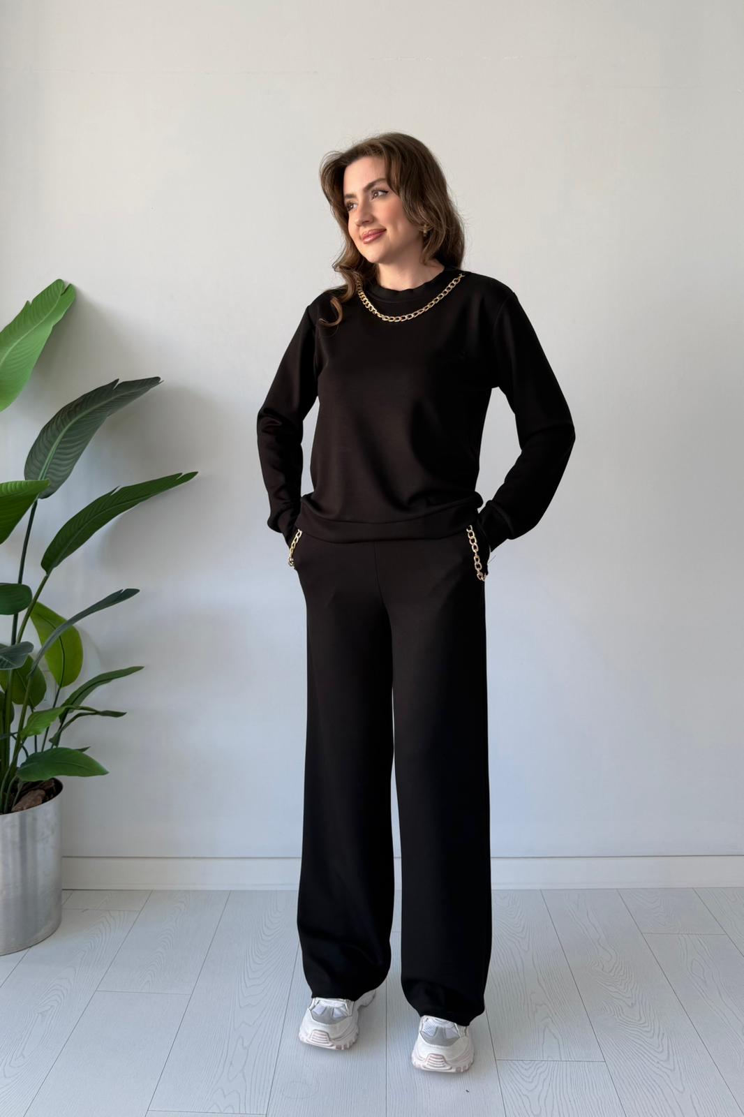 Zincir Detay İkili Takım - Siyah