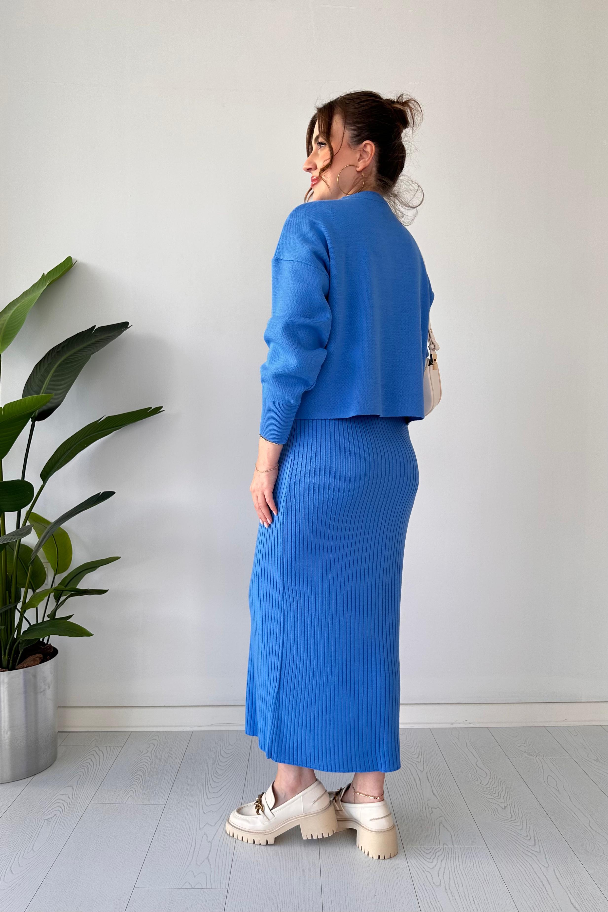 İnci Yakalı Kazak Elbise Takım