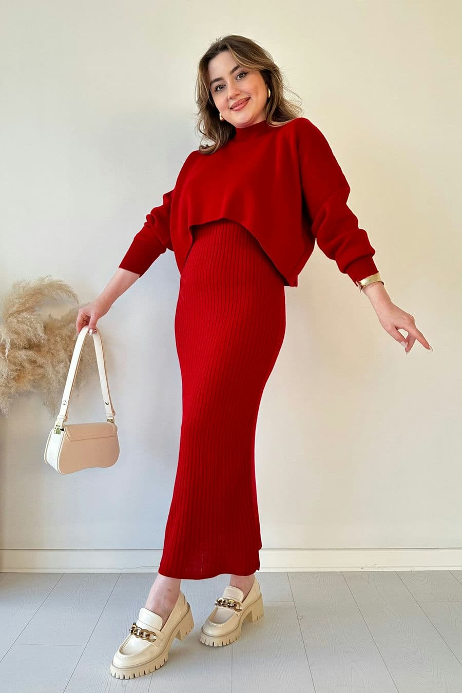 Kısa Kazaklı Triko Elbise