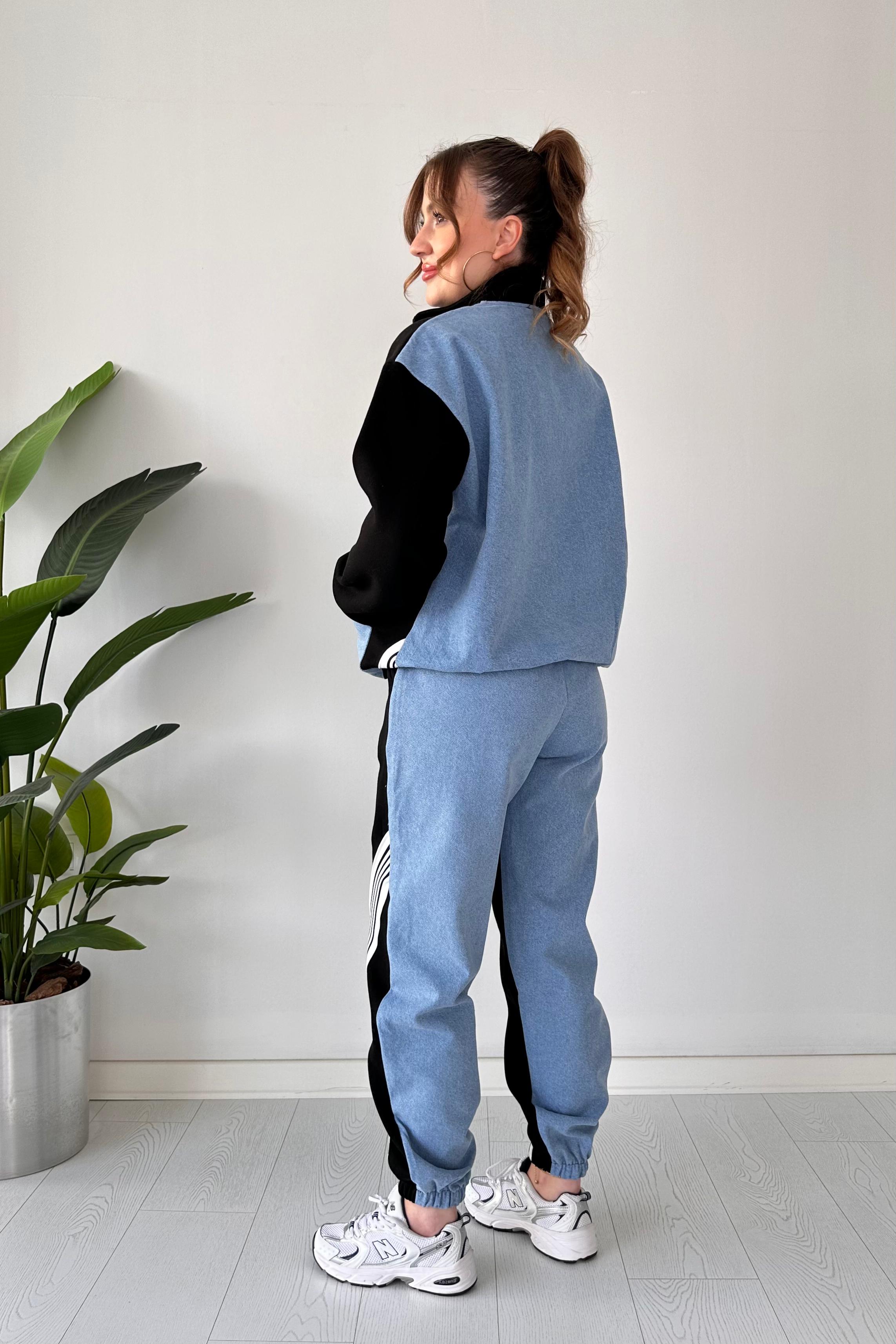 Yarısı Denim Polarlı Eşofman Takımı