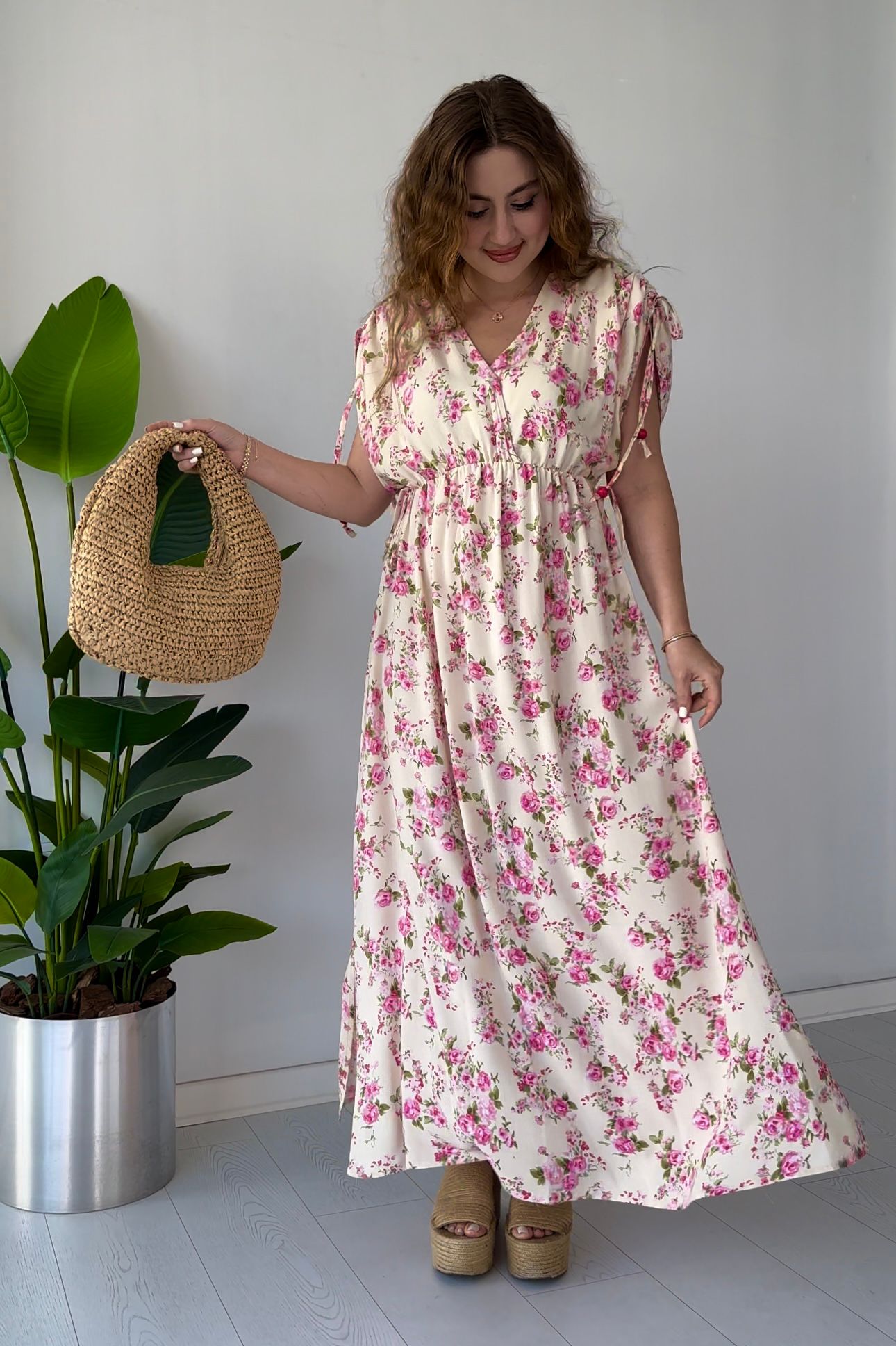 Omuz Bağlama Goncagül Elbise