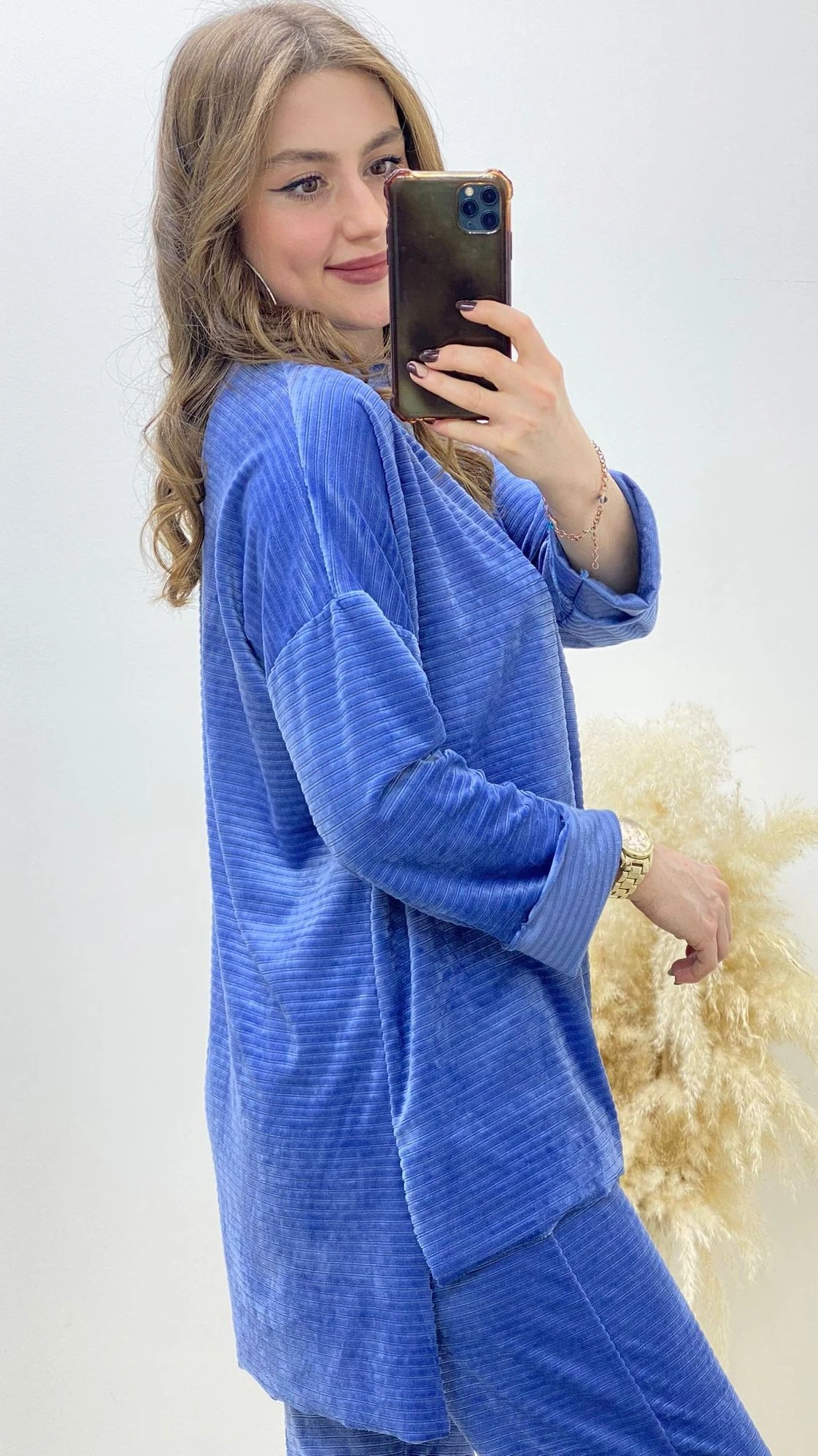 Kadife Rahat Takım Mavi