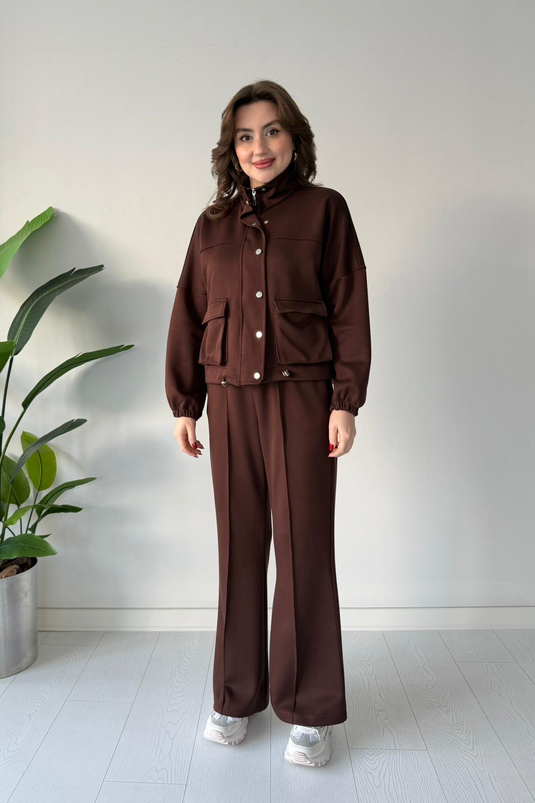 Çıtçıt Cepli İkili Takım - Kahve