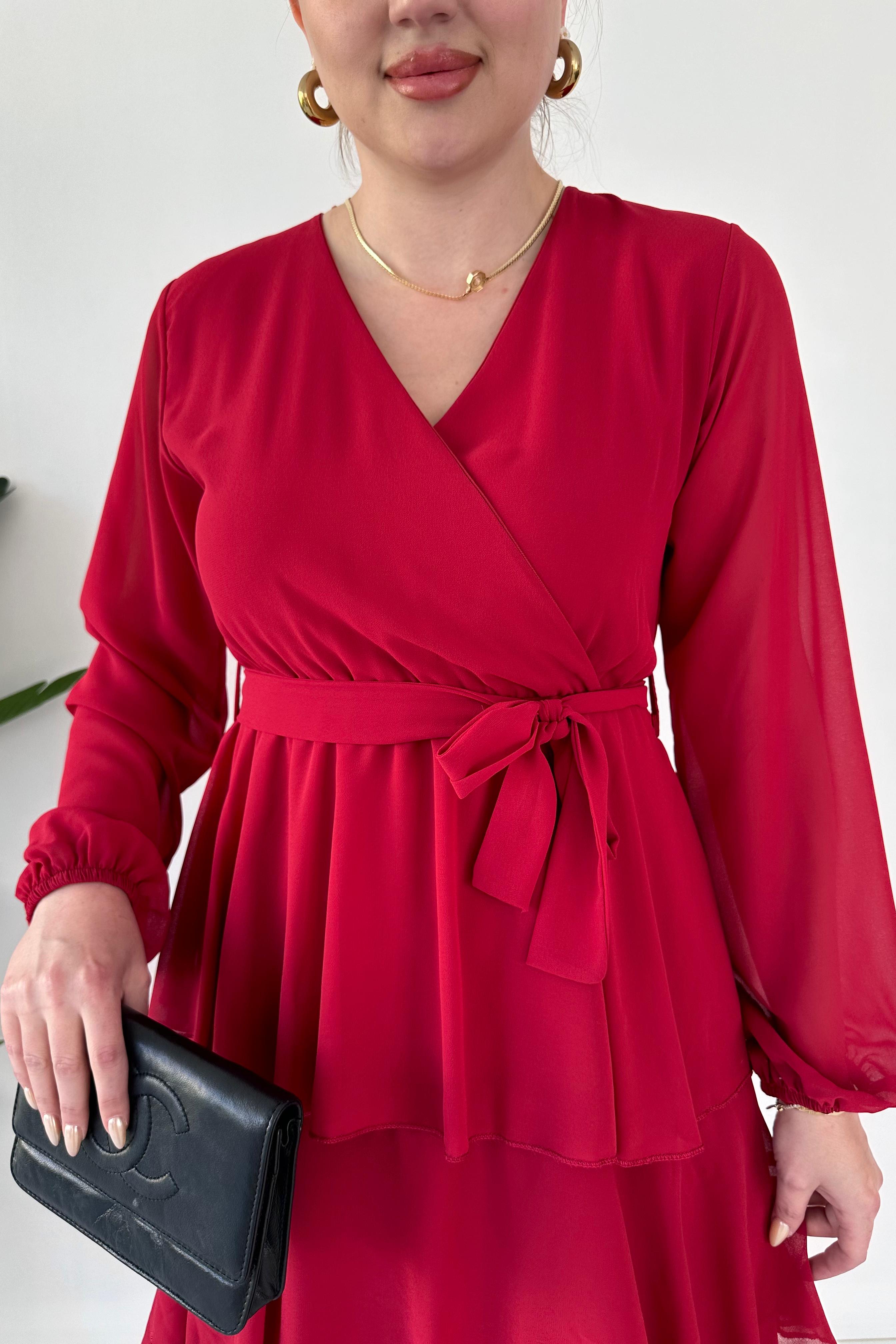 Kat Kat Şifon Elbise