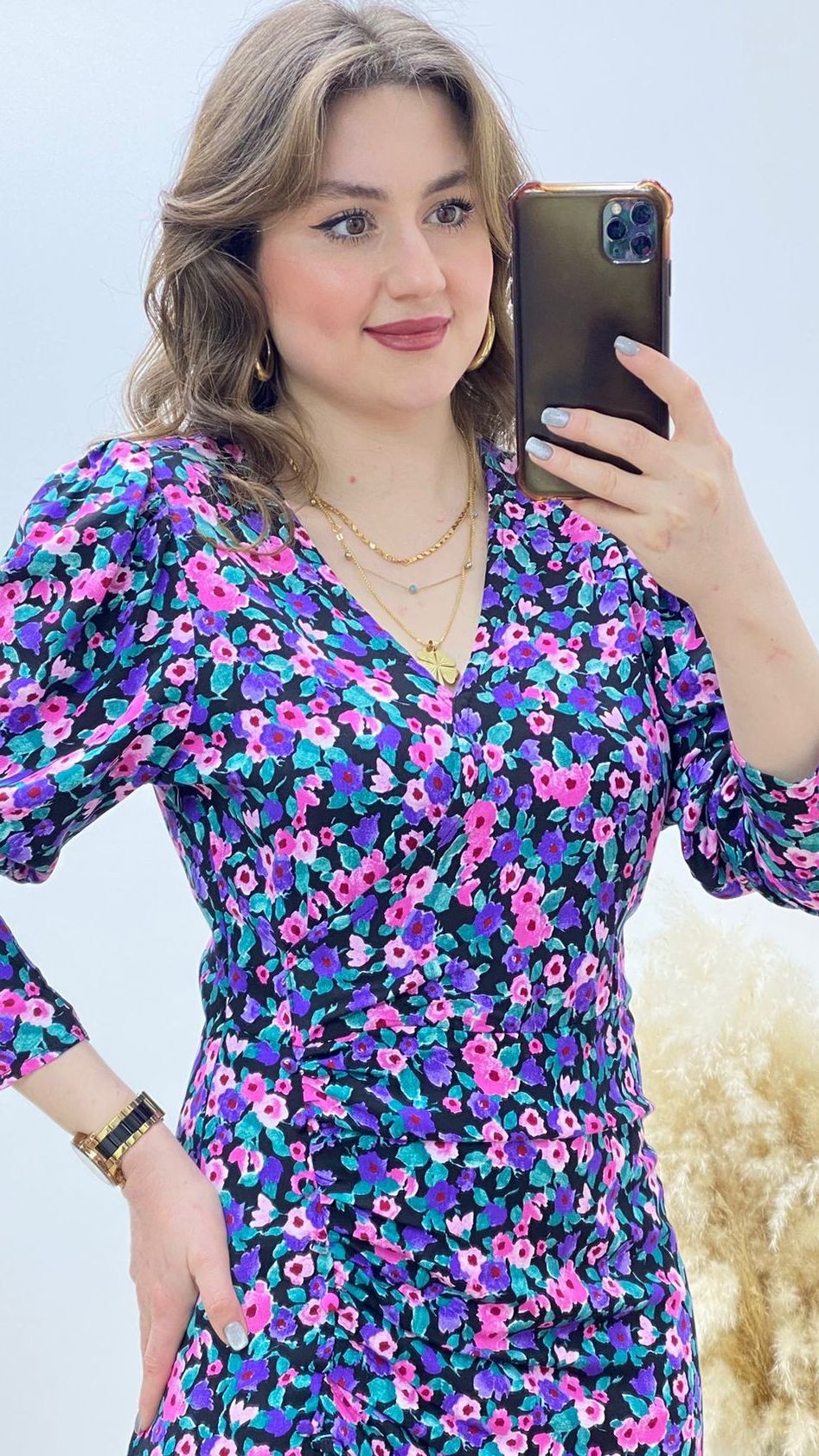 Petunyalı Belmando Elbise Lila