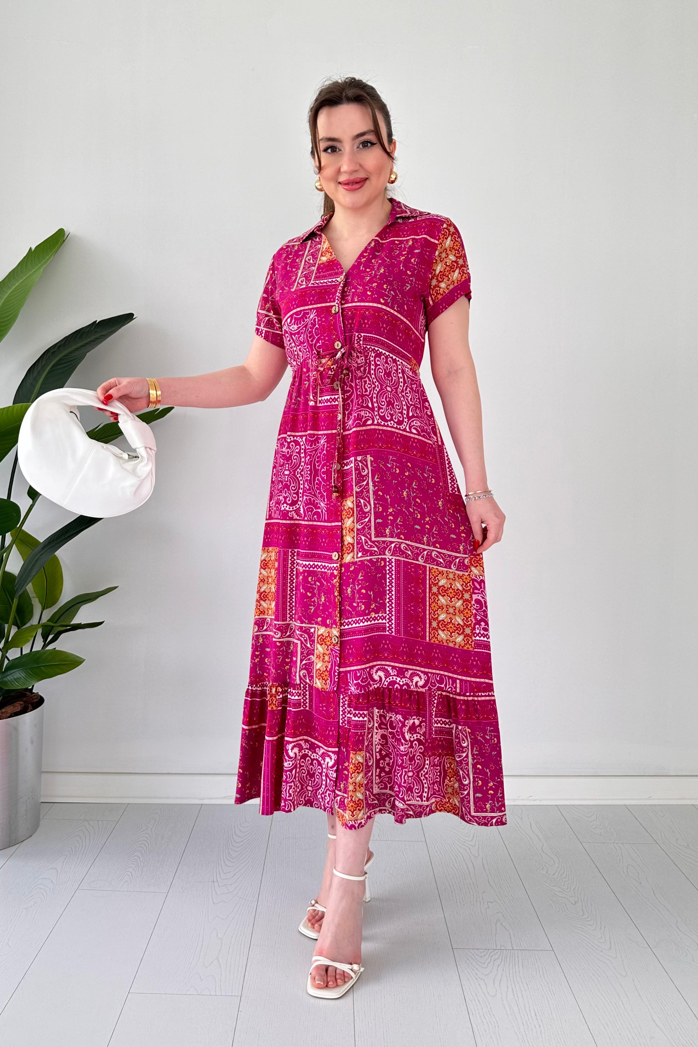 Patchwork Viskon Elbise