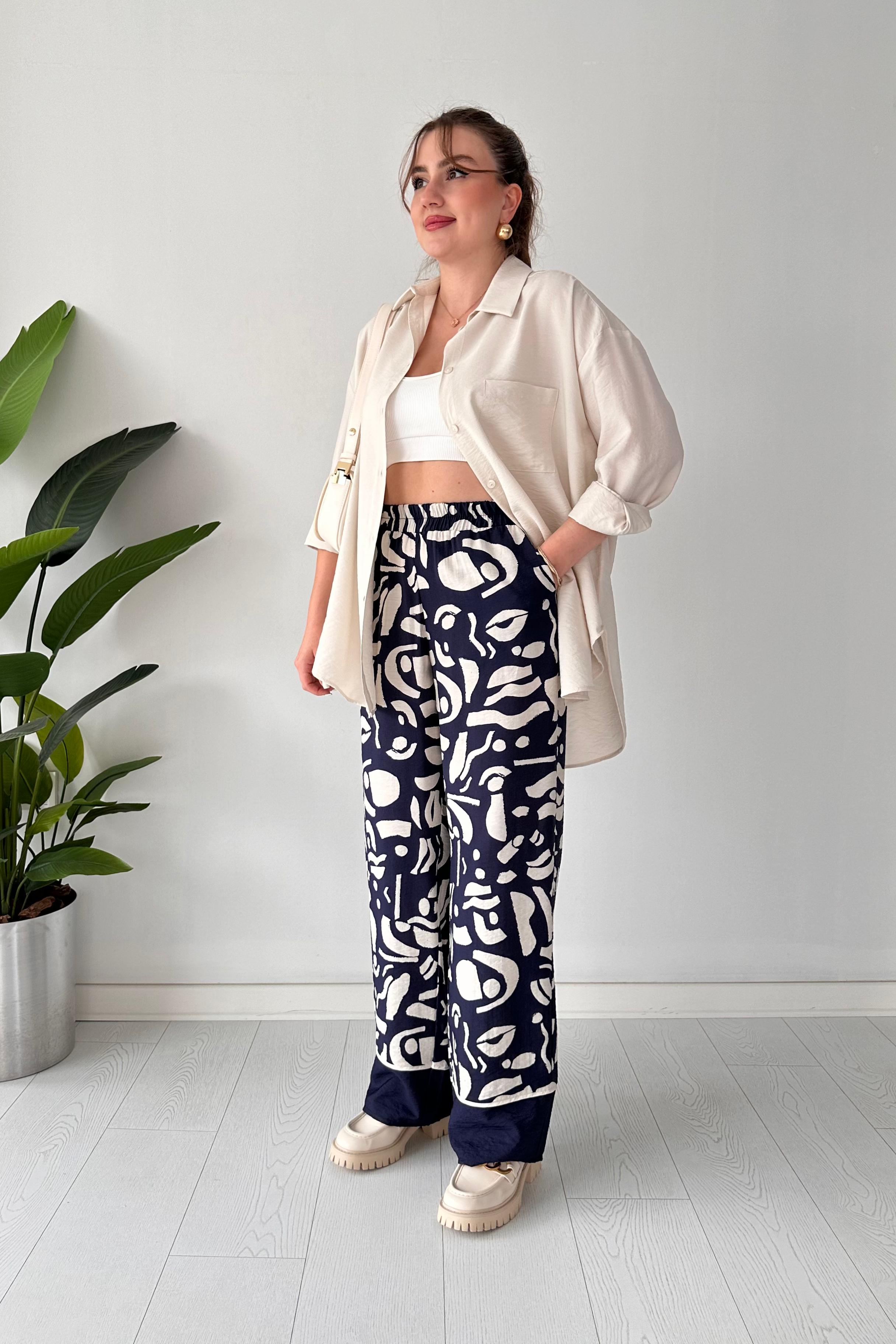 Desenli Pantolon-Gömlek İkili Takım