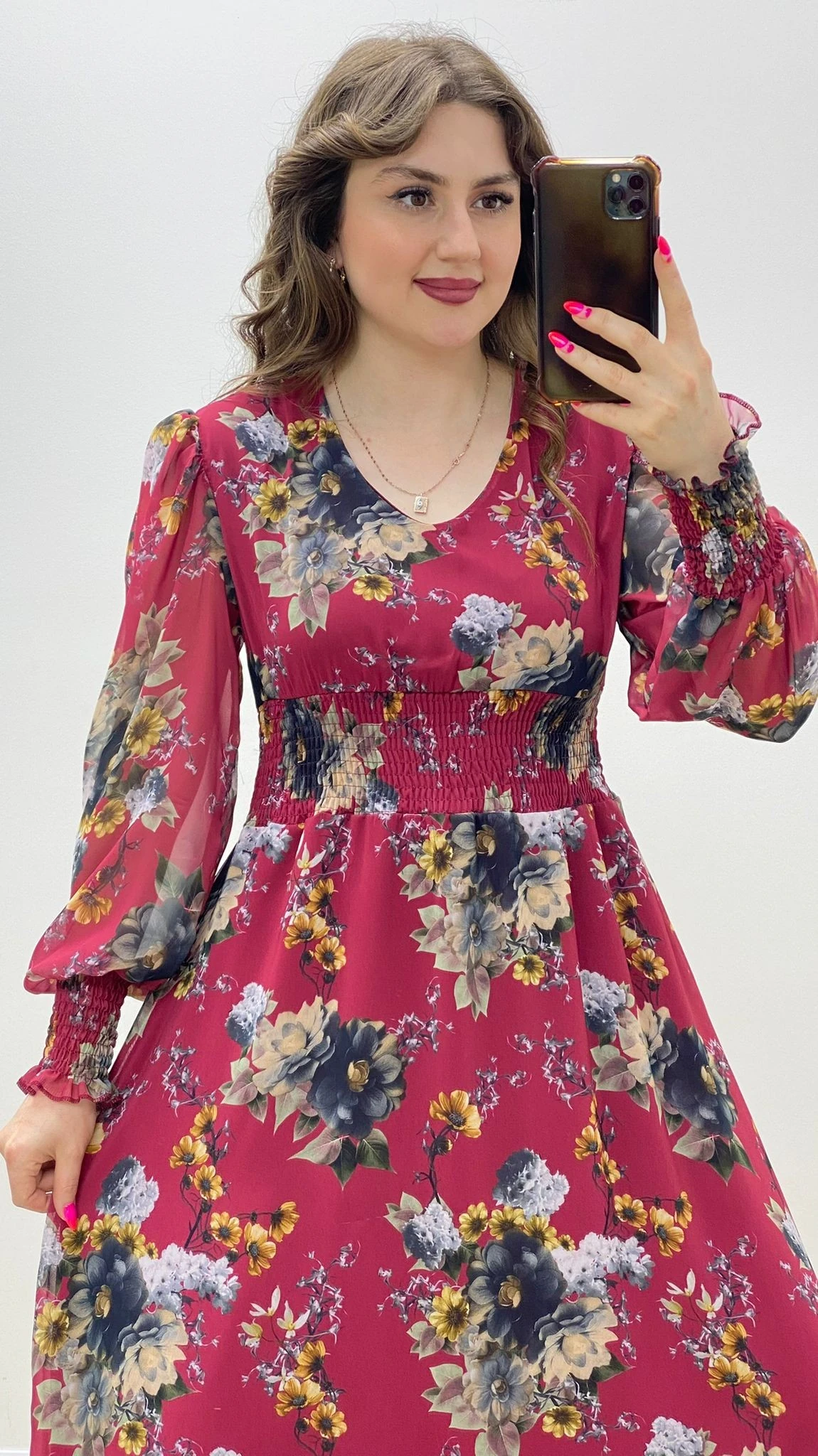 Ortancalı Şifon Elbise