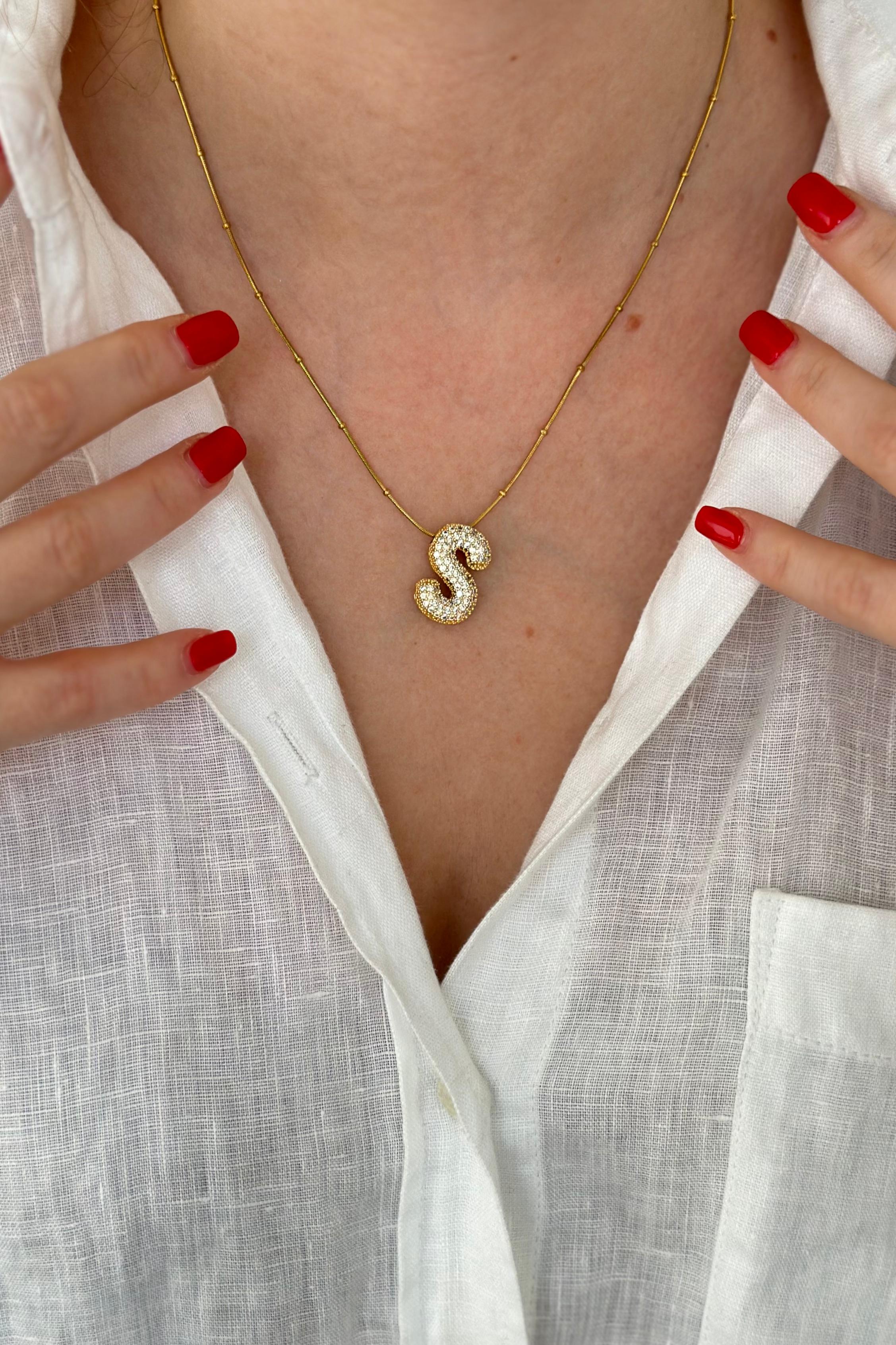 Taşlı Bubble Çelik Kolye S