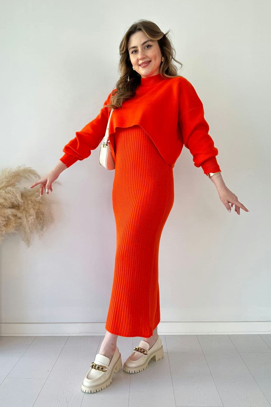 Kısa Kazaklı Triko Elbise