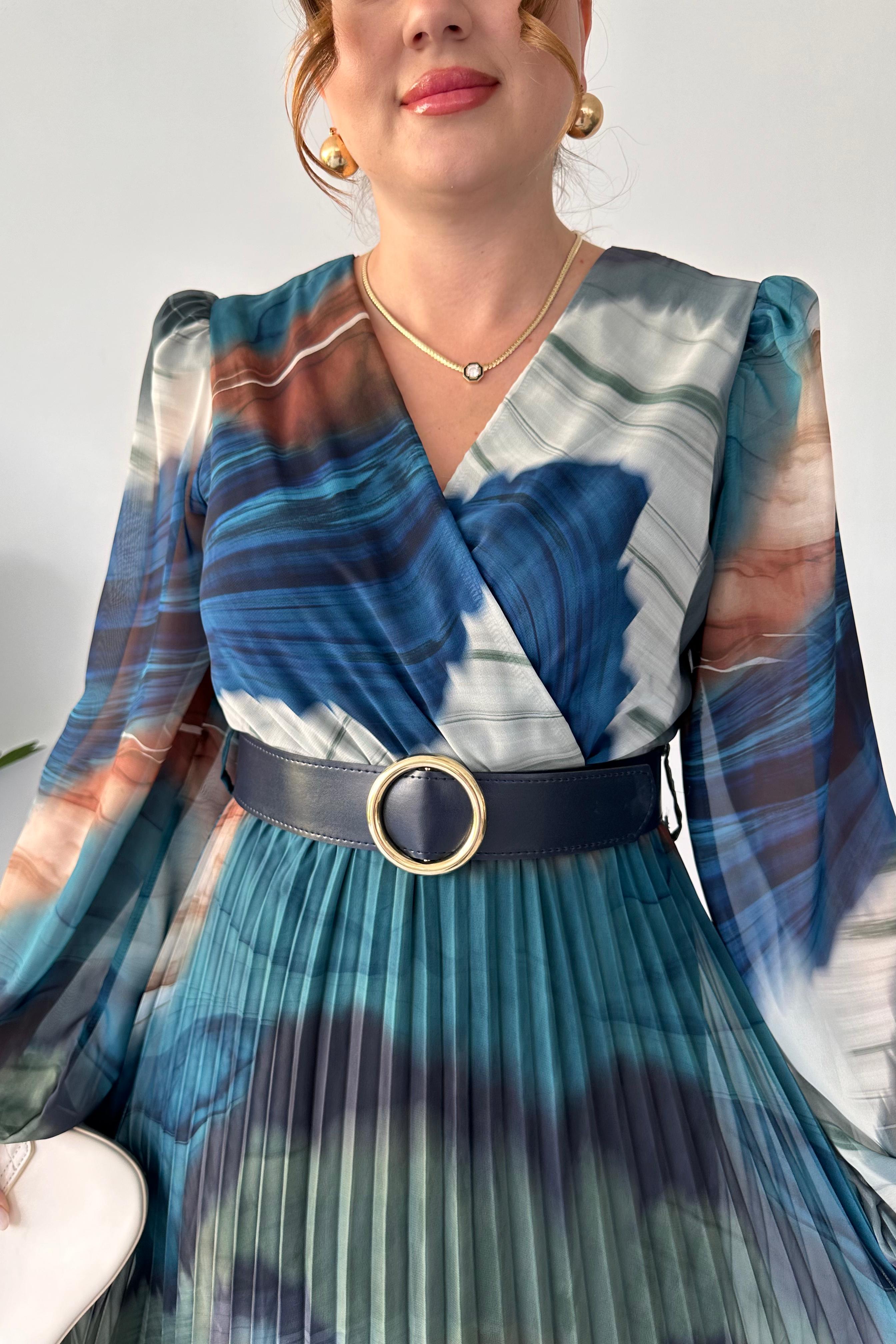 Ebruli Şifon Elbise