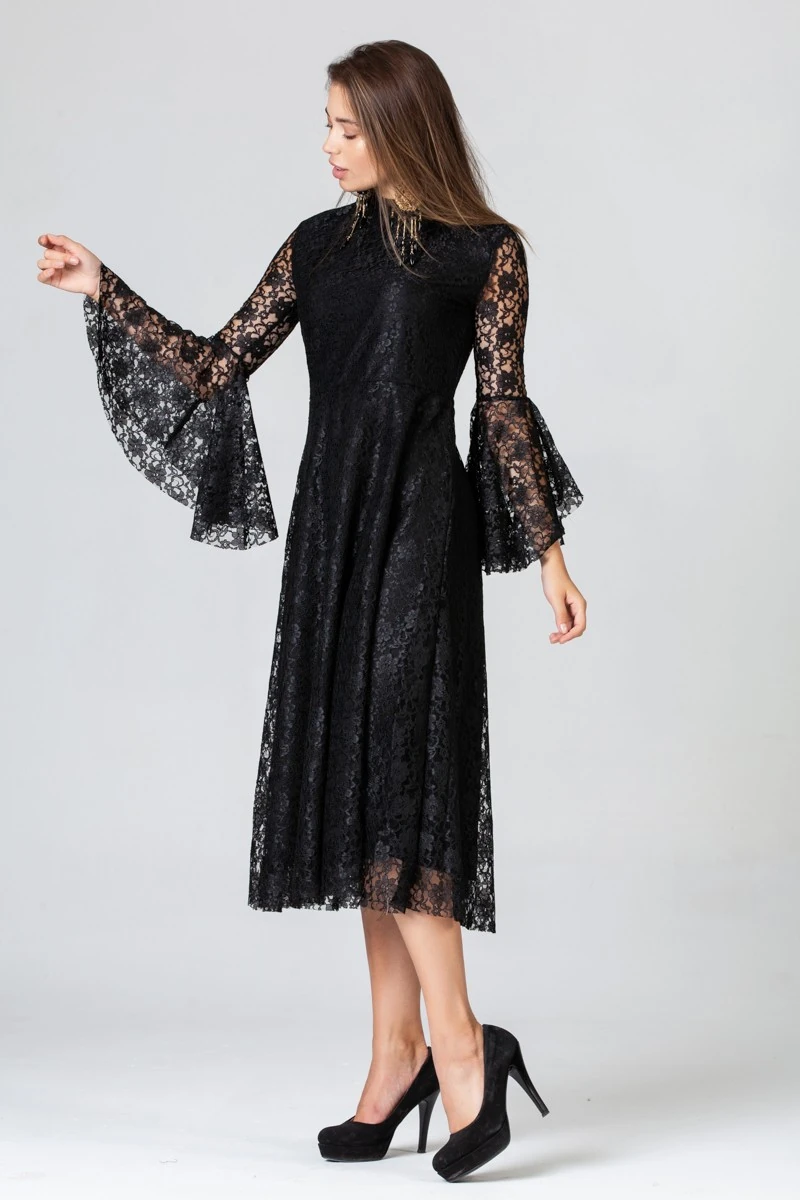 Güpürlü Abiye - Siyah