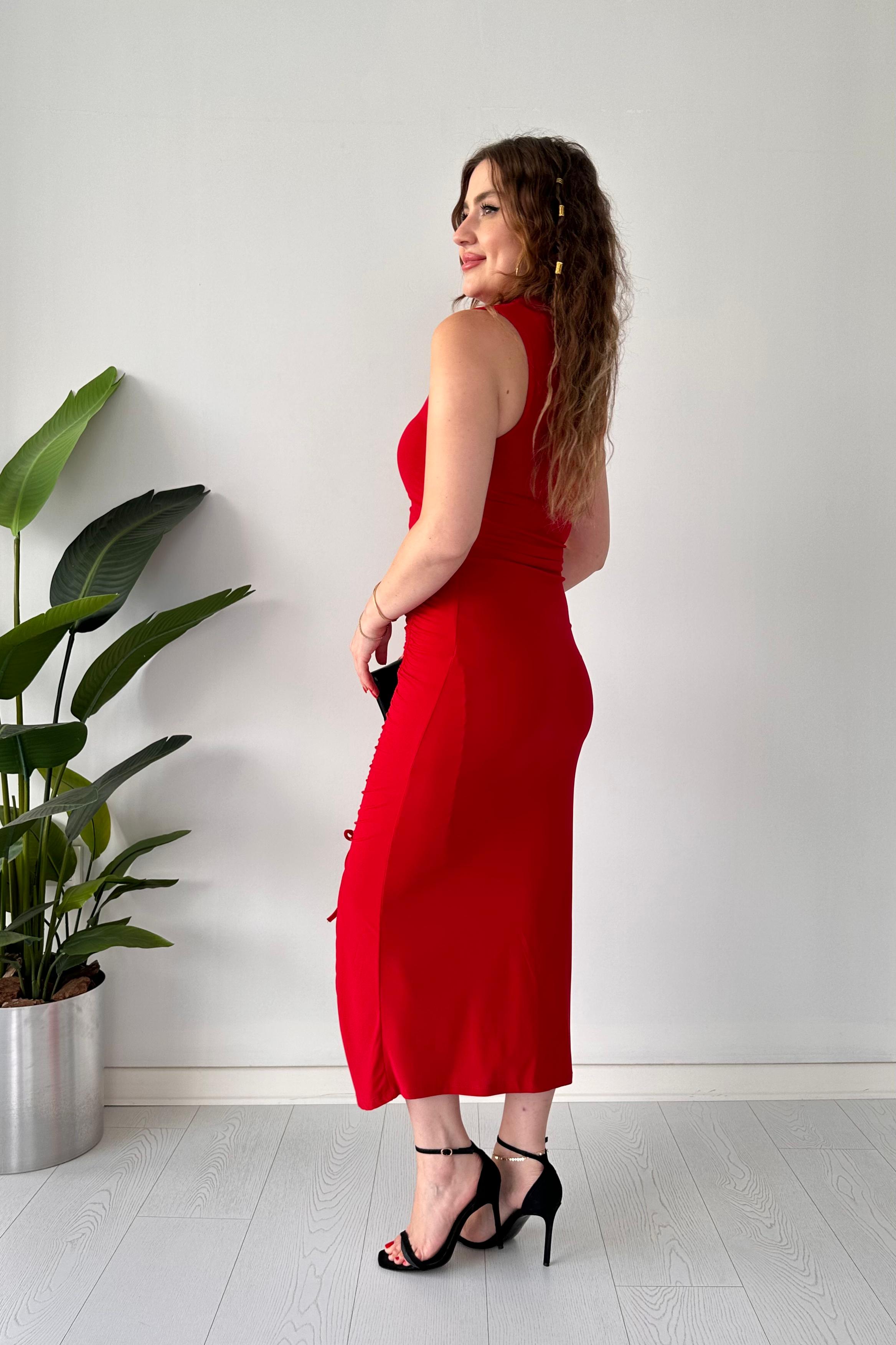 Ayarlanır Yırtmaçlı Buzi Elbise