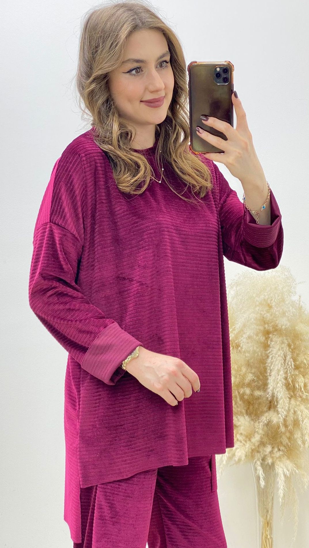 Kadife Rahat Takım Bordo