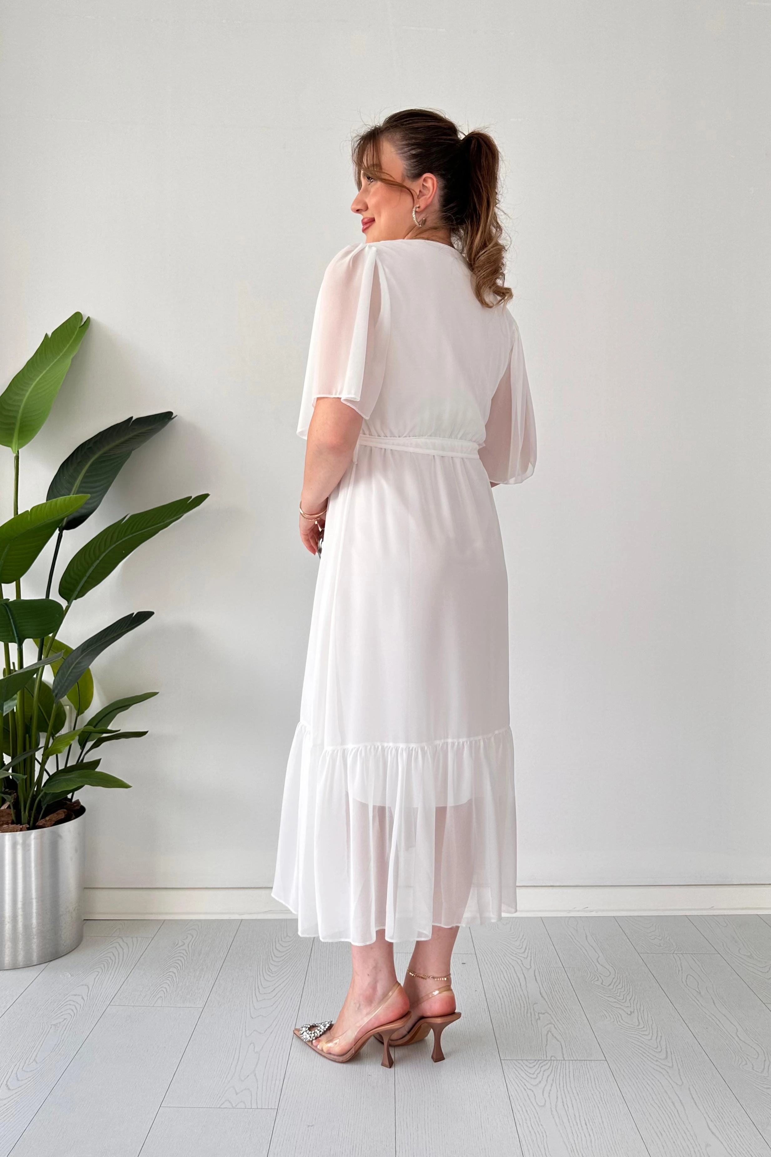 Pelerin Kol Şifon Elbise