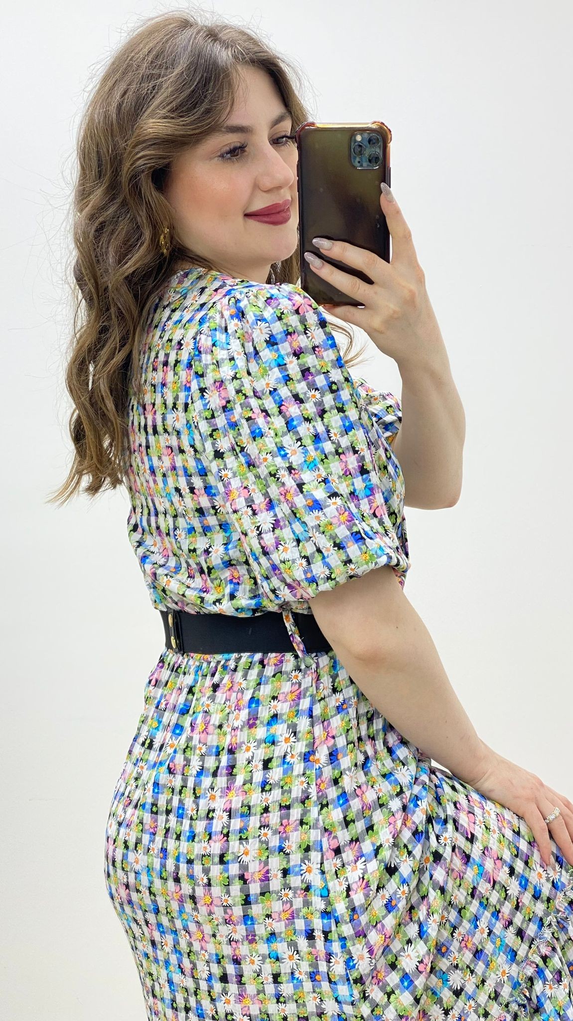 Zincir Kemerli Papatya Elbise