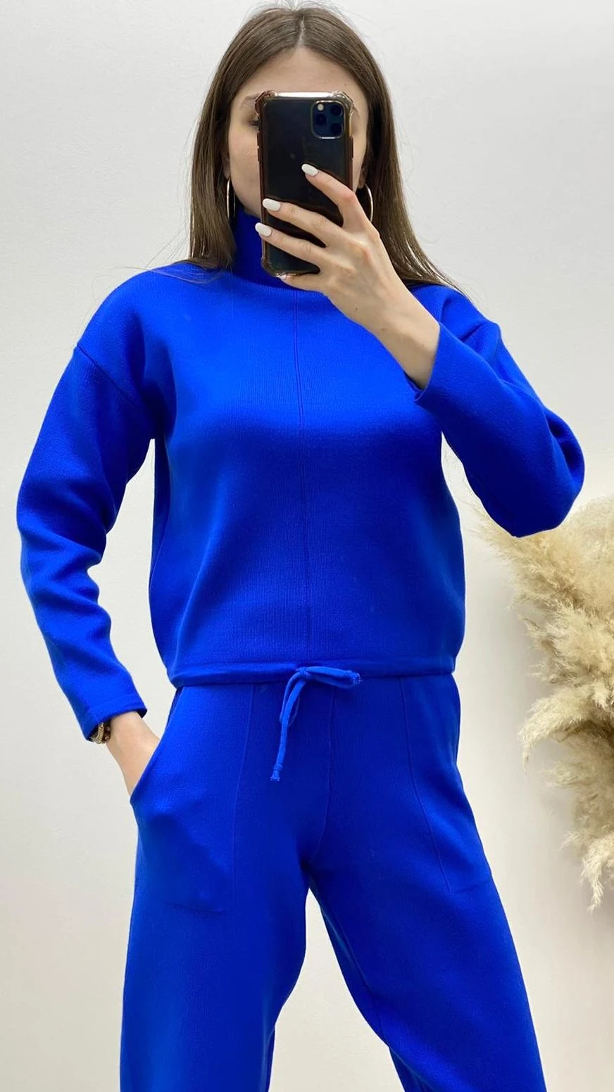 Cepli Triko Takım Saks Mavi