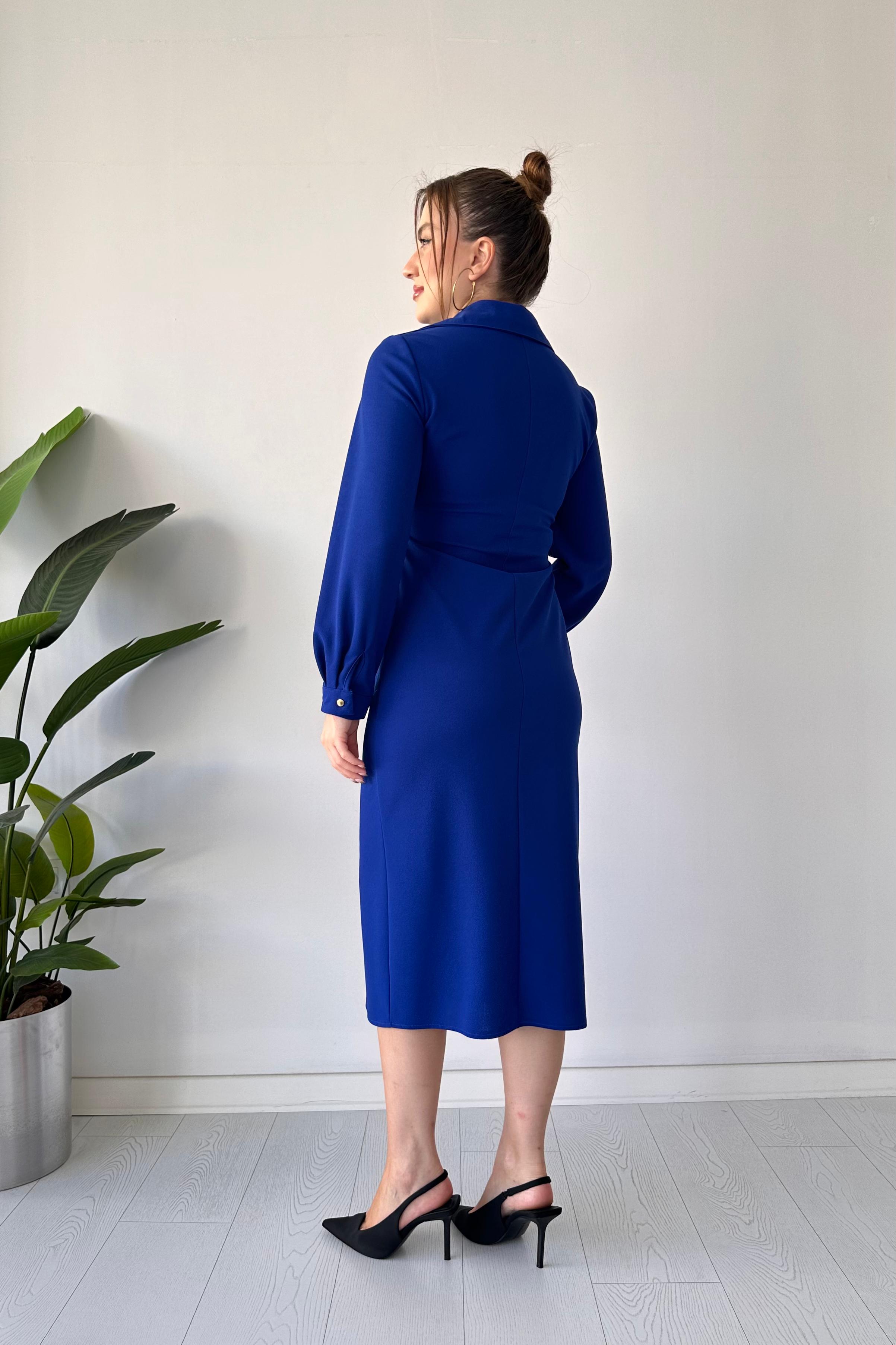 Göğüs Büzgü Gömlek Elbise