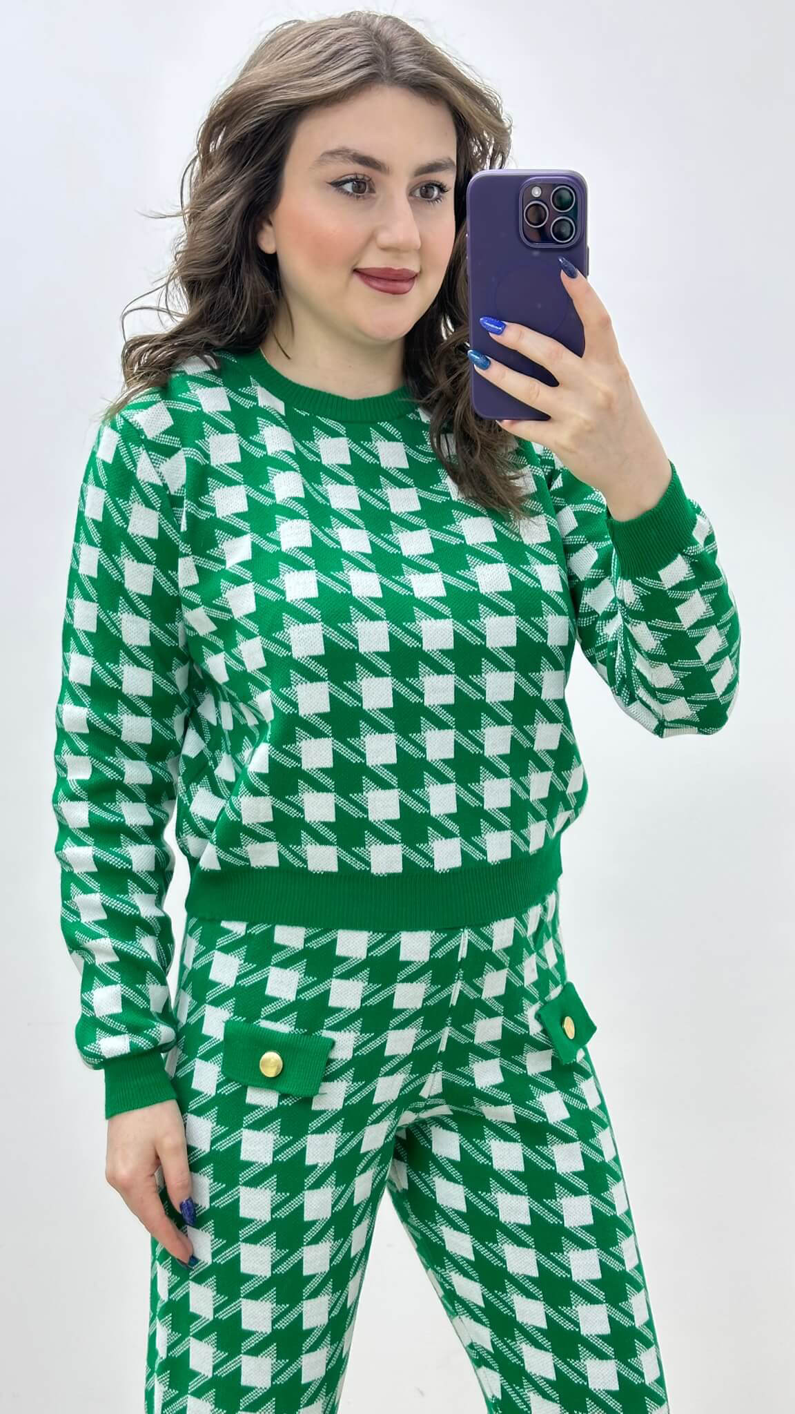 Kareli Triko Takım Yeşil