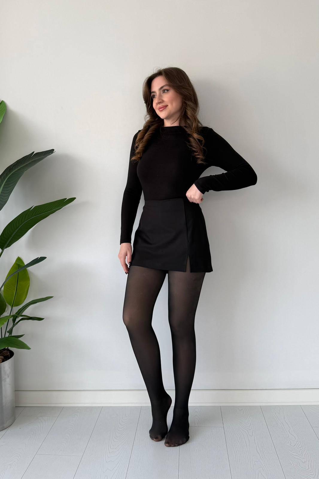 Termal İçi Peluş Külotlu Çorap - SİYAH