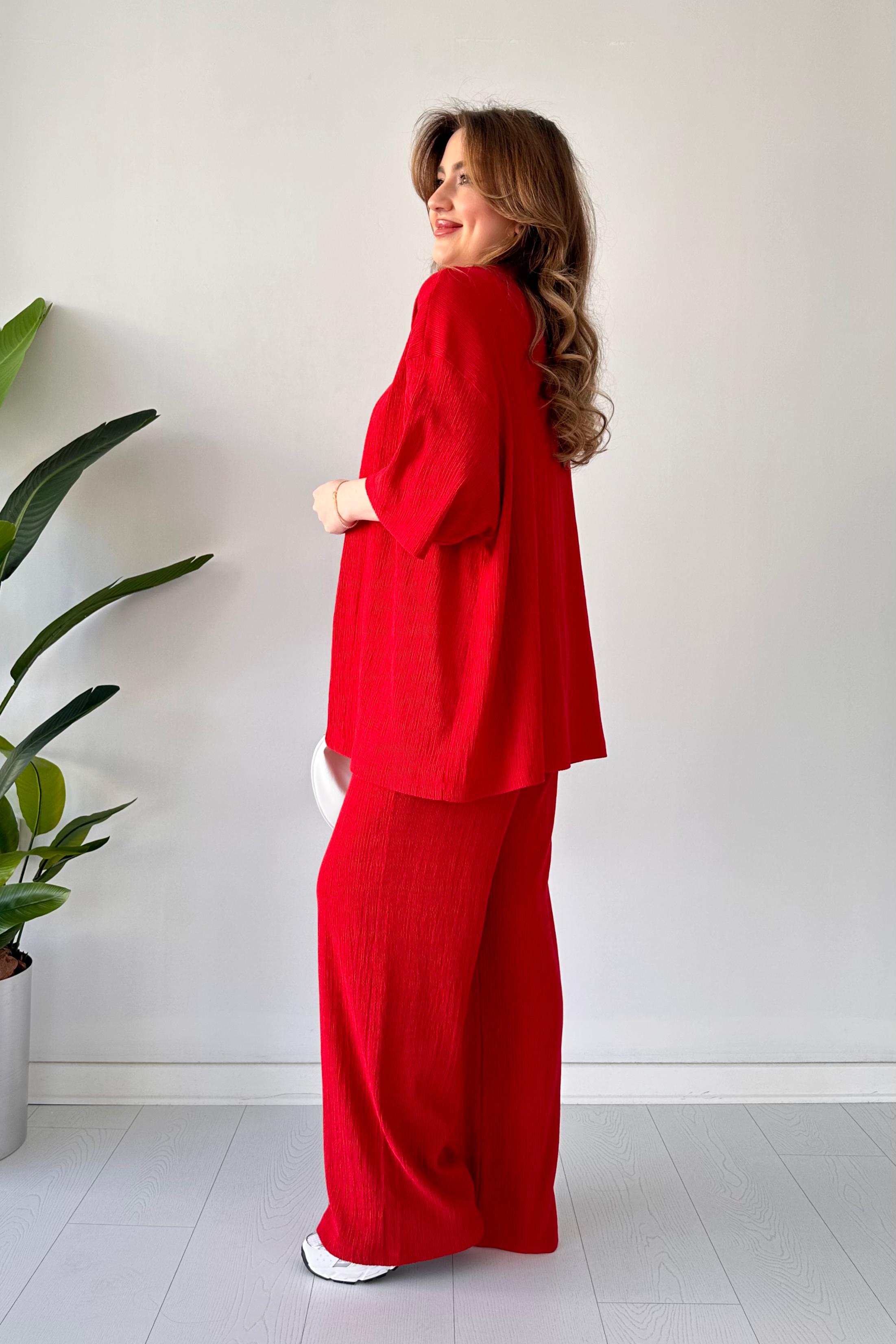 Gofre İkili Takım Kırmızı