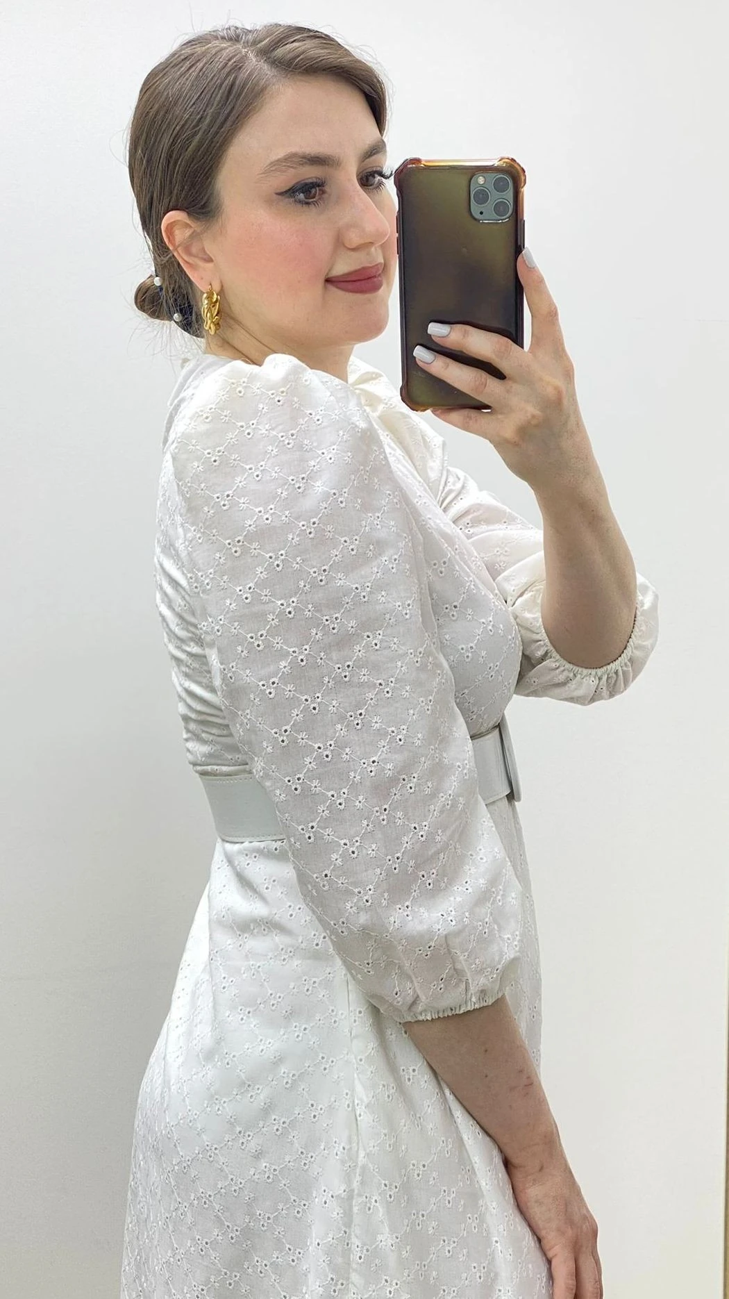 Halka Kemerli Fisto Elbise Beyaz