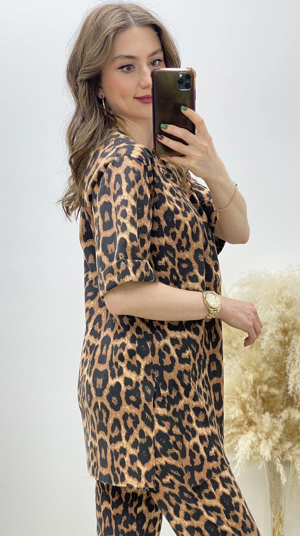 Yırtmaçlı Leopar Pamuk Takım