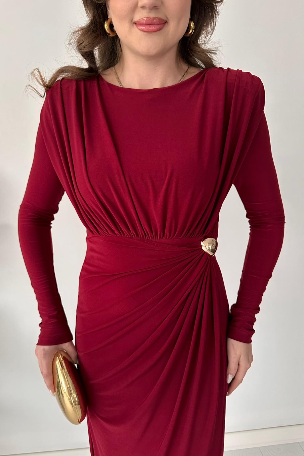 Drape Tokalı Esnek Elbise
