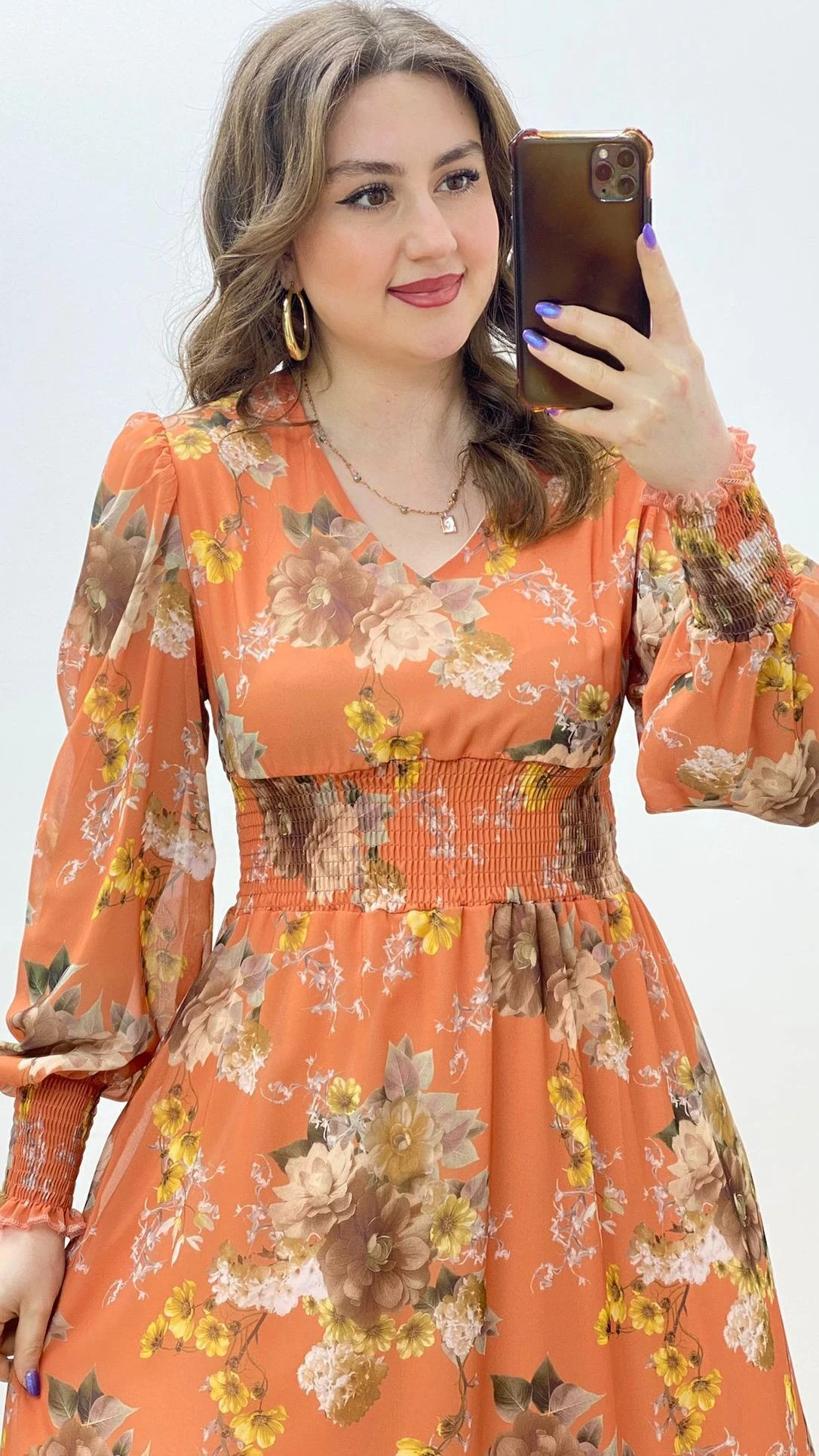 Ortancalı Şİfon Elbise Somon