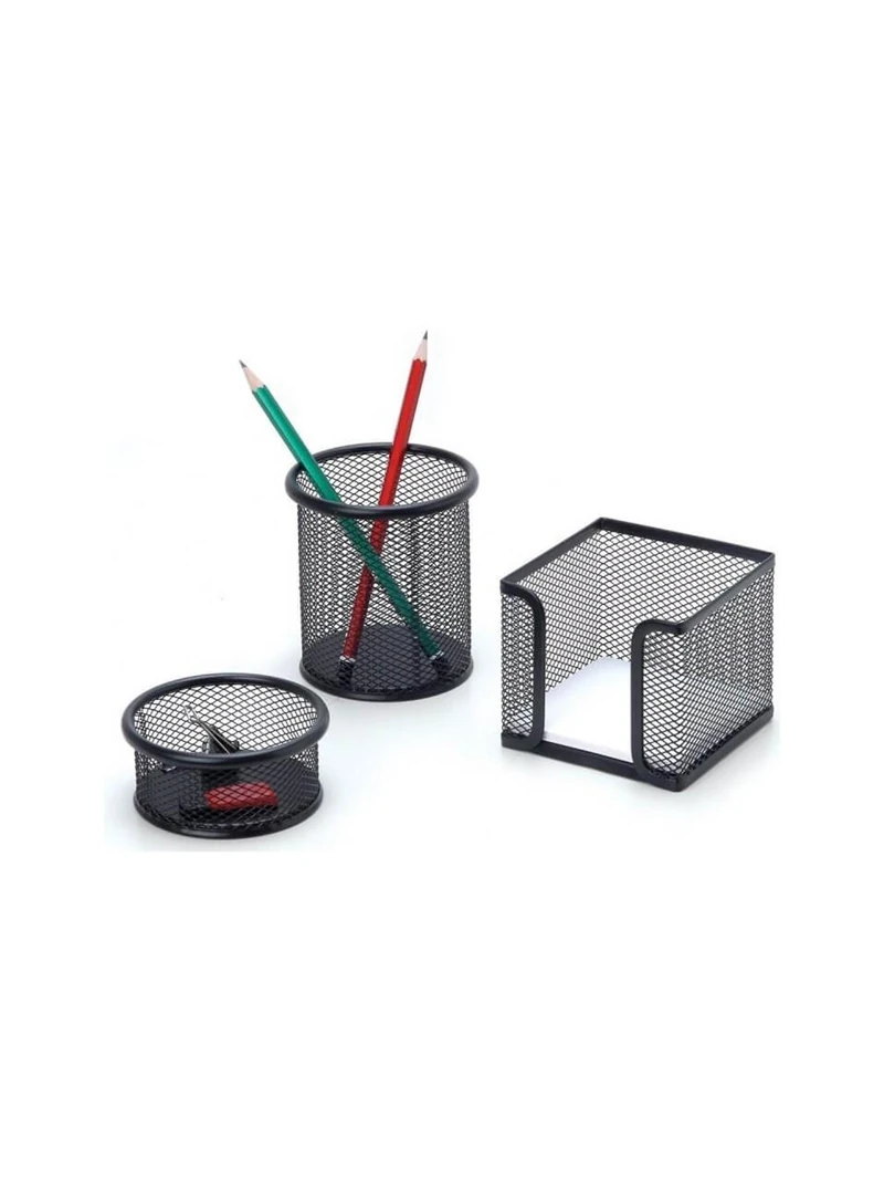 TRIO MASA KALEMLIK SETI 3 LU METAL PERFORELI GREAT SIYAH *.MESBA-23 **