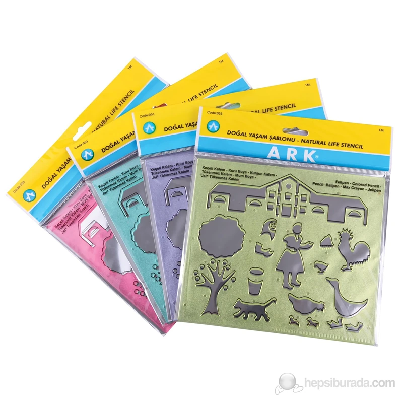 Ark Şekil ve Boyama Şablonu + 3 Adet Kalem