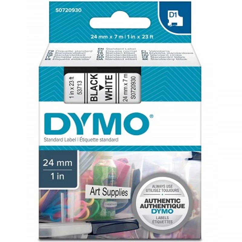 Dymo Şerit D1 24Mm X 7Mt Beyaz/Siyah 720930 53713