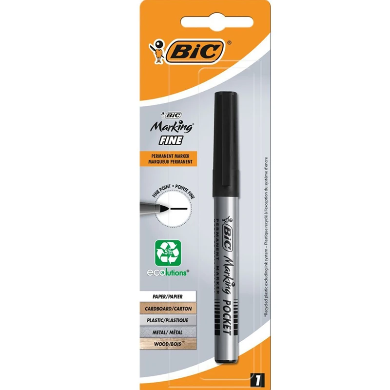 Bic 8755921 Permanent Marker Pocket 1Li Bls.Siyah