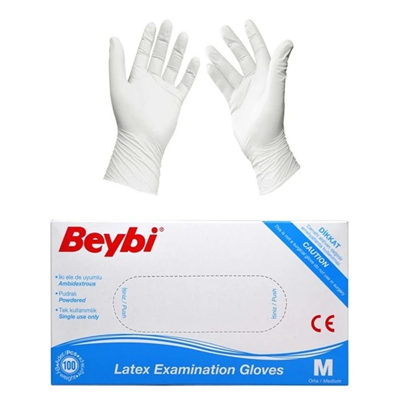 Beybi Lateks Pudralı (S) Small Beden Muayene Eldiven 100lü Paket