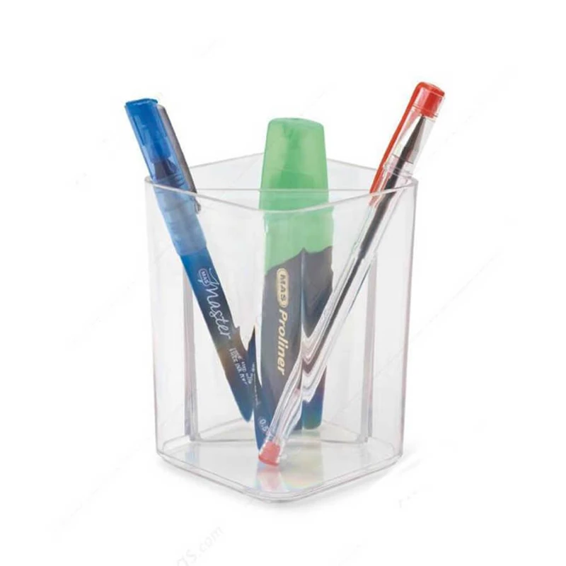 Mas Kristal Kubik Masa Üstü Kalemlik Şeffaf 490