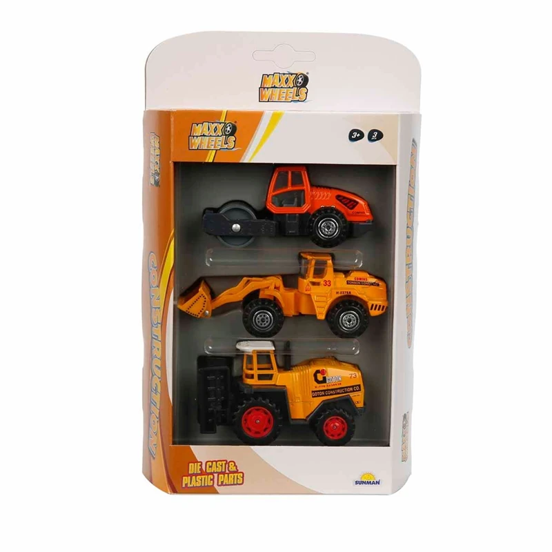 3'lü Araç Seti - Kırmızı Kamyon-Kepçe