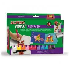Alpino Crea+ Pintura 3D Boyutlu Kabaran Boya 12 Renk