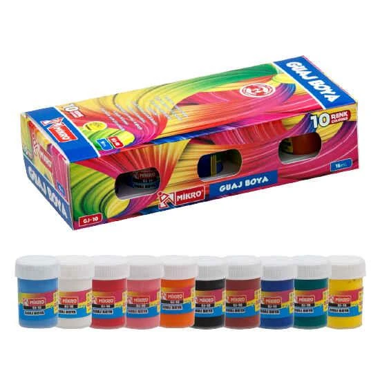 MİKRO 10 RENK GUAJ BOYA 15 ml GJ-10