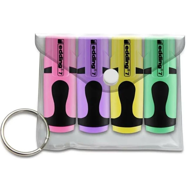 Edding Ed7P499Pas Mini Fosforlu Kalem Pastel Renkler 4Lü Poşet Karışık