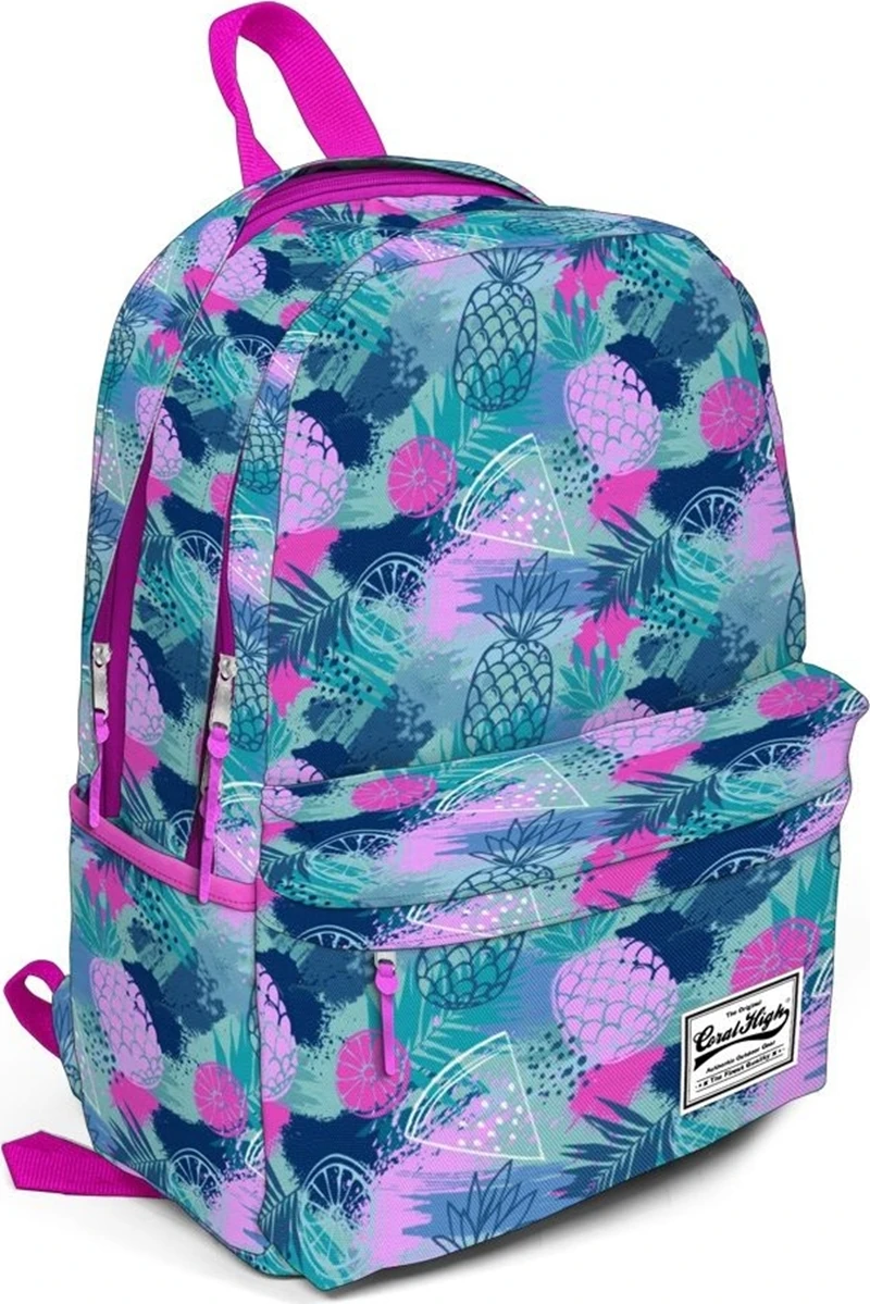 Coral High Üç Gözlü Ananas Desenli Okul ve Günlük Sırt Çantası 15,6 Inc Laptop Bölmeli