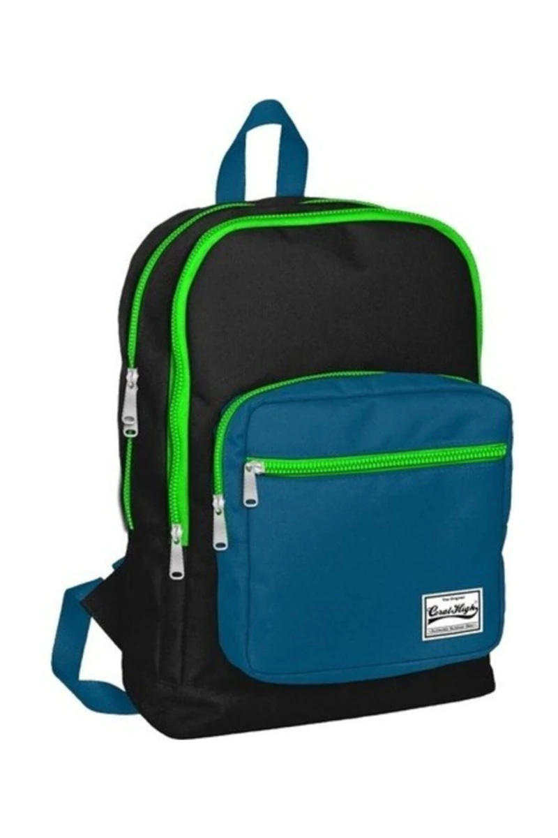 Coral High Üç Bölmeli Sırt Çantası - Siyah/Petrol Mavi - 14160