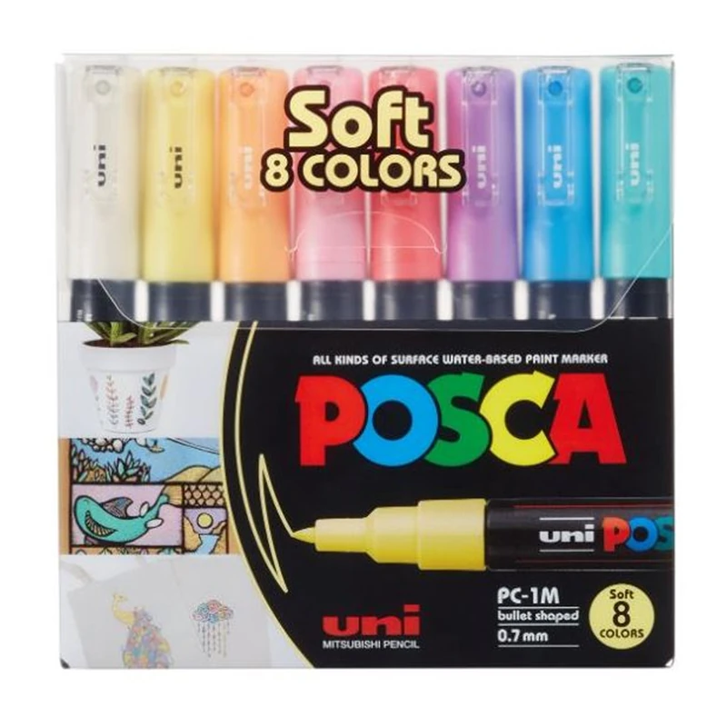 Uniball Pc-1M/8C Posca 0.7Mm Su Bazlı Poster Markör Softrenk 8Li