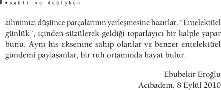 Sabit Ve Değişken-Ebubekir Eroğlu